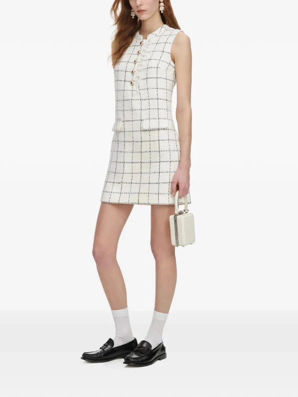 Self-Portrait Check Boucle Lace Trim Mini Dress Size M / US 6-8 / IT 42-44 - 6 Thumbnail
