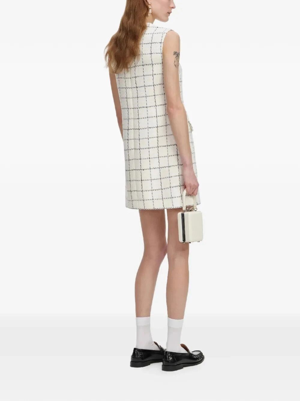 Self-Portrait Check Boucle Lace Trim Mini Dress Size L / US 10 / IT 46 - 4 Thumbnail