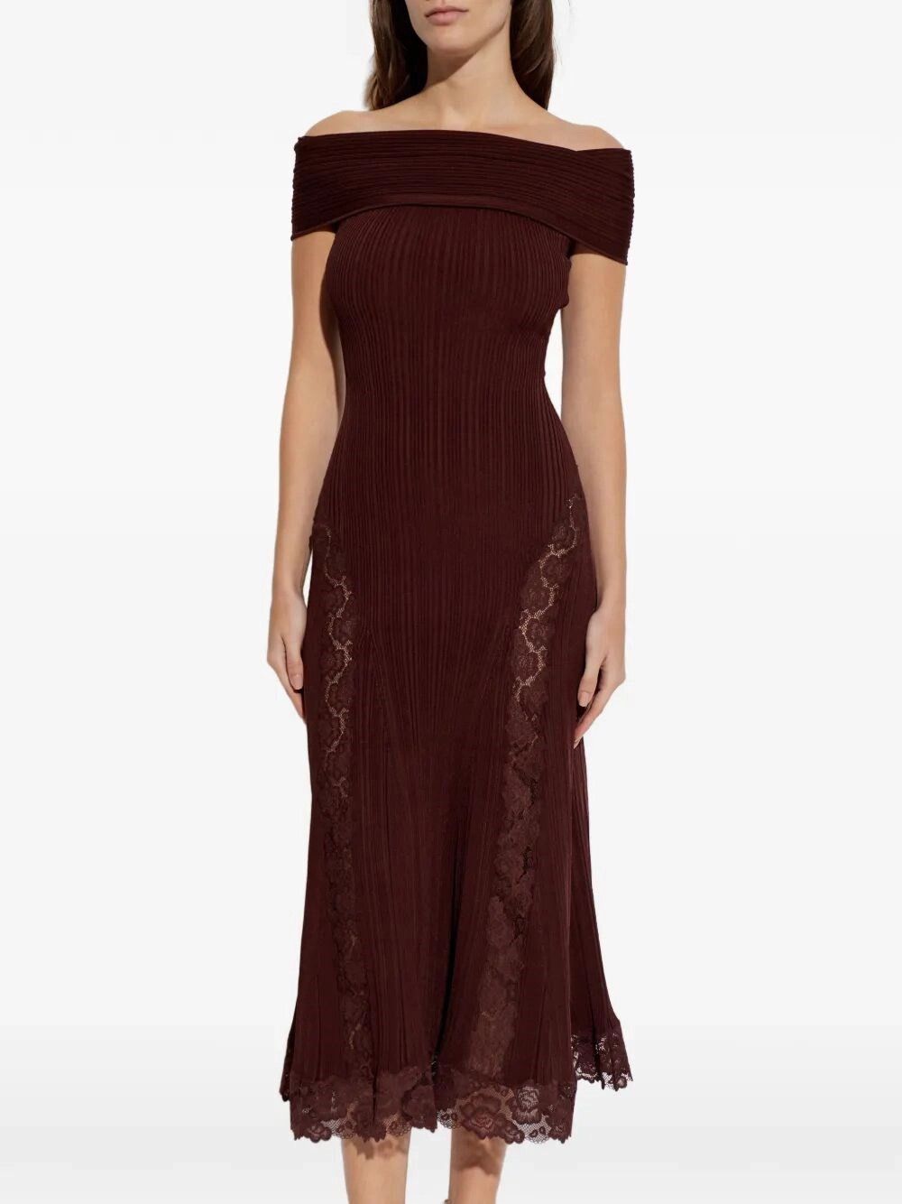 Self-Portrait Knit Lace Insert Midi Dress Size XS / US 0-2 / IT 36-38 - 5 Thumbnail