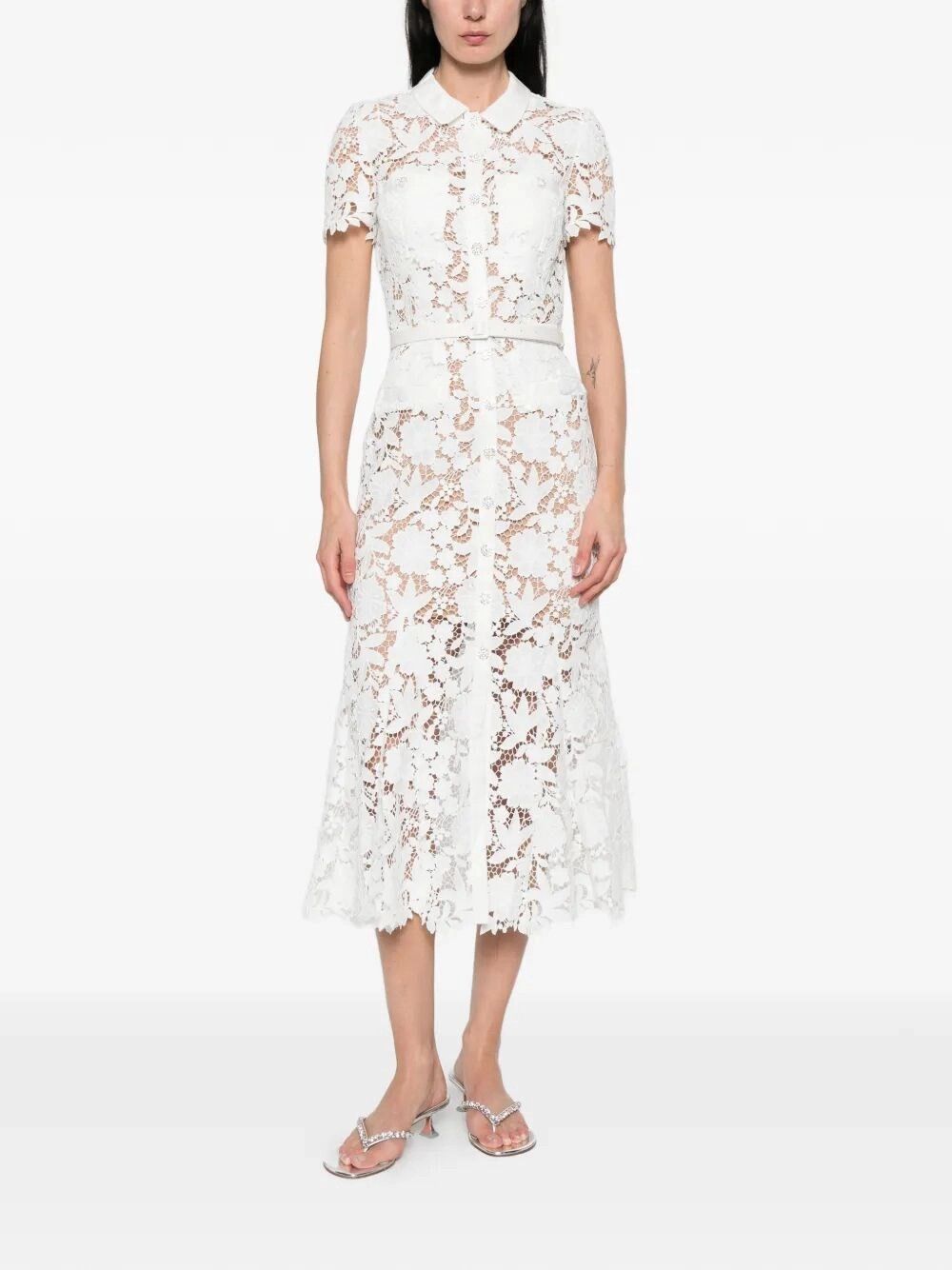 Self-Portrait Lace Collared Midi Dress Size M / US 6-8 / IT 42-44 - 2 Thumbnail