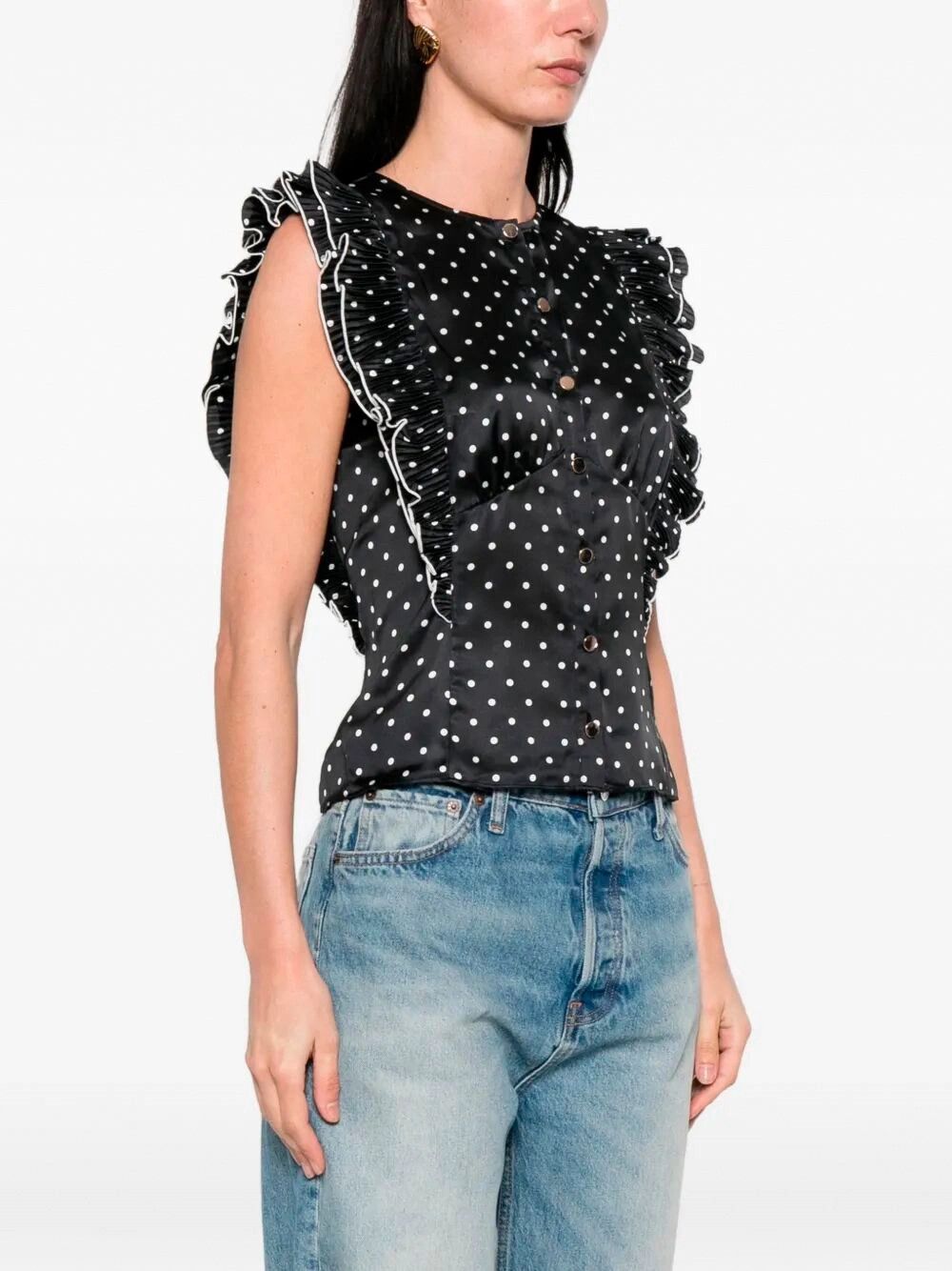 Self-Portrait Polka Dot Frill Top Size S / US 4 / IT 40 - 4 Thumbnail