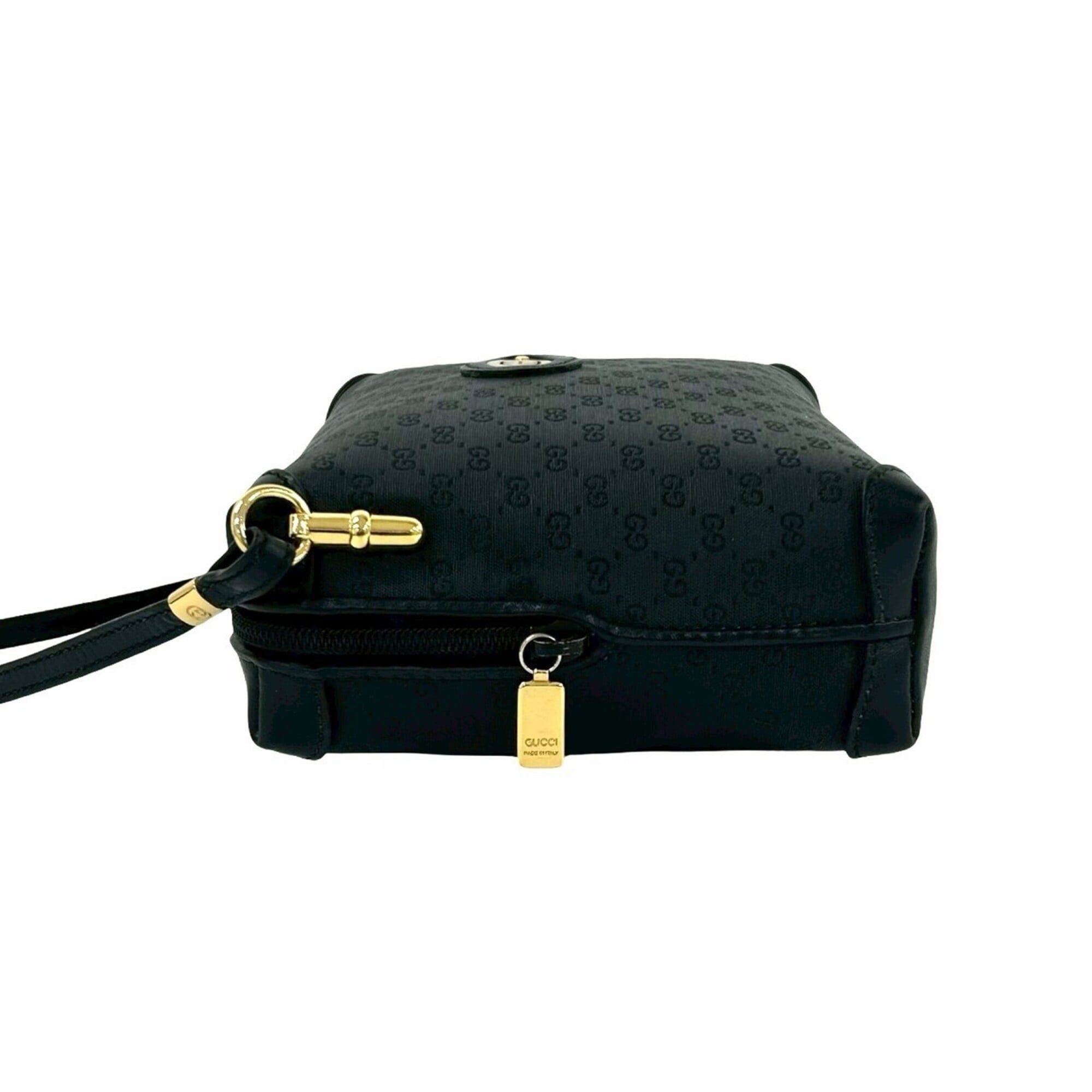 Gucci GUCCI Vintage Micro GG Logo Leather Mini Shoulder Bag/Pouch, Black, 25775 Size ONE SIZE - 5 Thumbnail