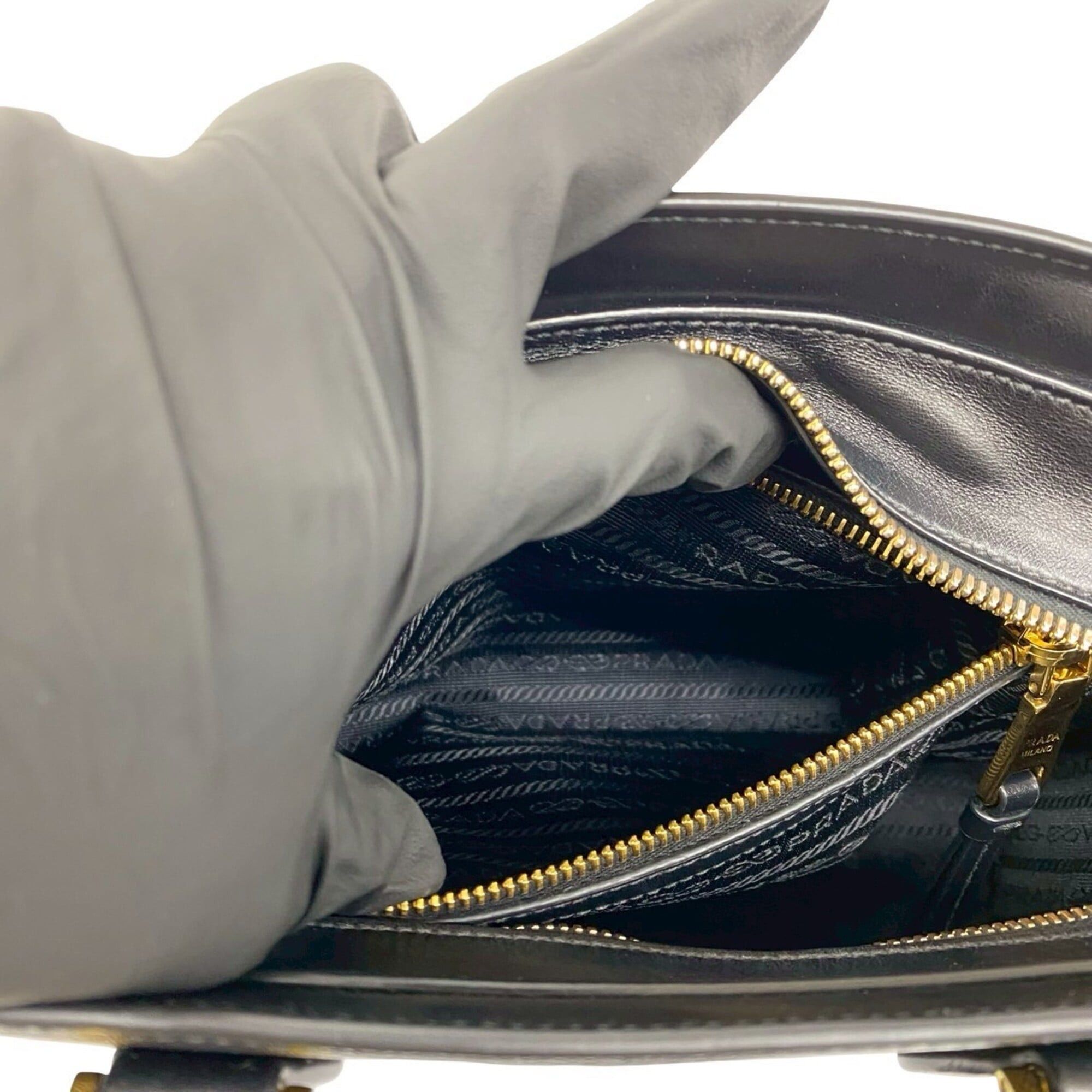 Prada Prada Logo Hardware Saffiano Leather Genuine 2-way Handbag Mini Tote Bag Shoulder Black 210-6 Size ONE SIZE - 10 Thumbnail