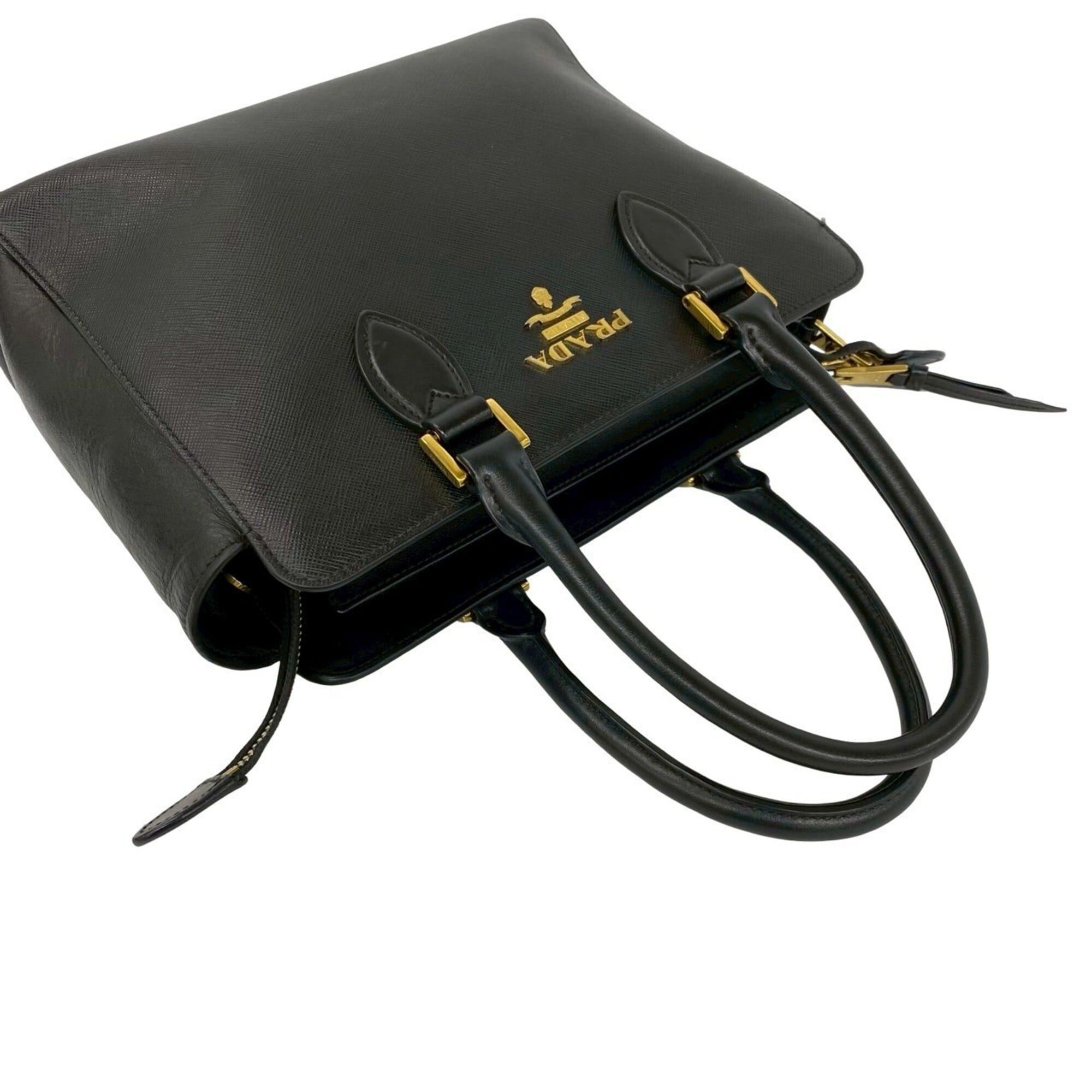 Prada Prada Logo Hardware Saffiano Leather Genuine 2-way Handbag Mini Tote Bag Shoulder Black 210-6 Size ONE SIZE - 4 Thumbnail