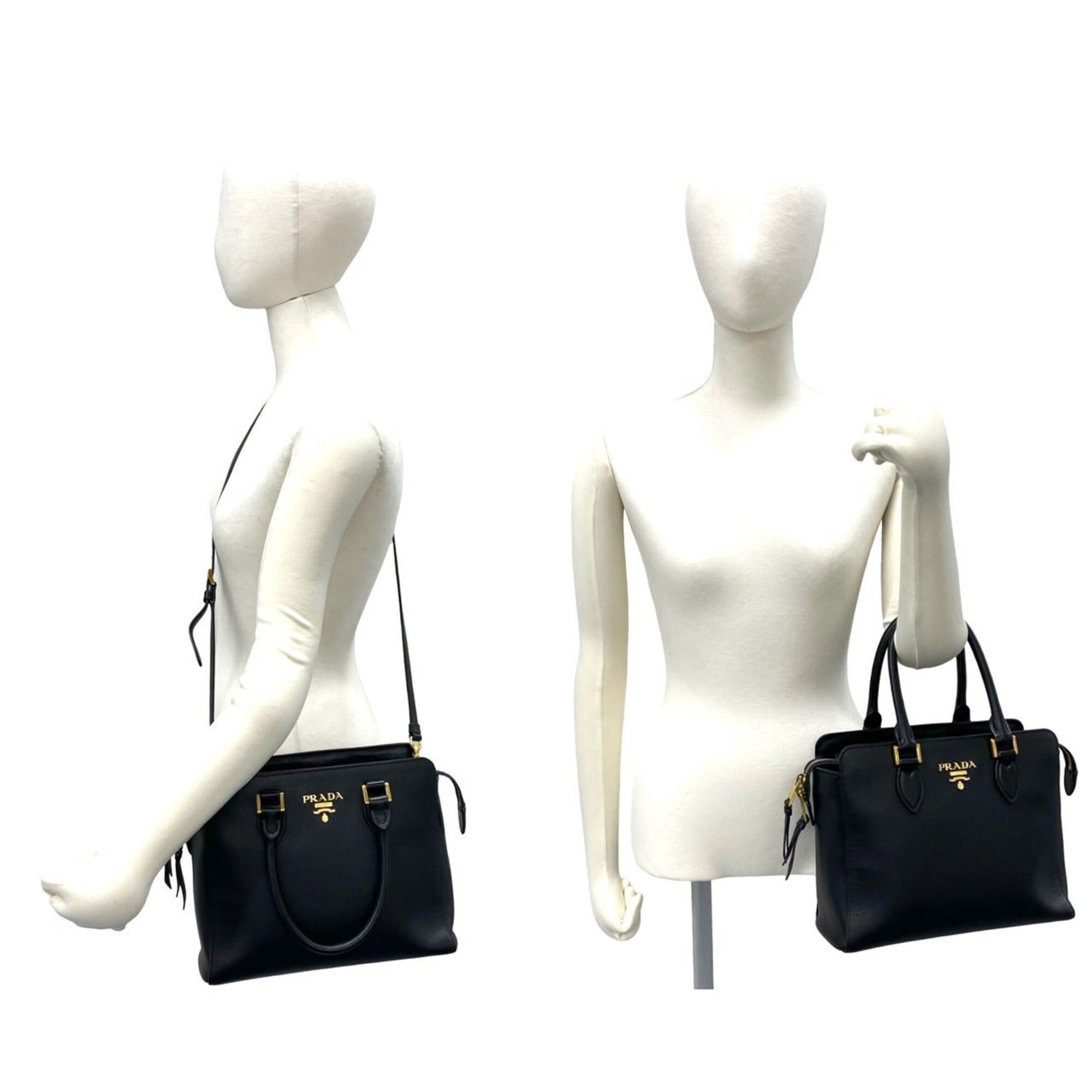 Prada Prada Logo Hardware Saffiano Leather Genuine 2-way Handbag Mini Tote Bag Shoulder Black 210-6 Size ONE SIZE - 2 Thumbnail