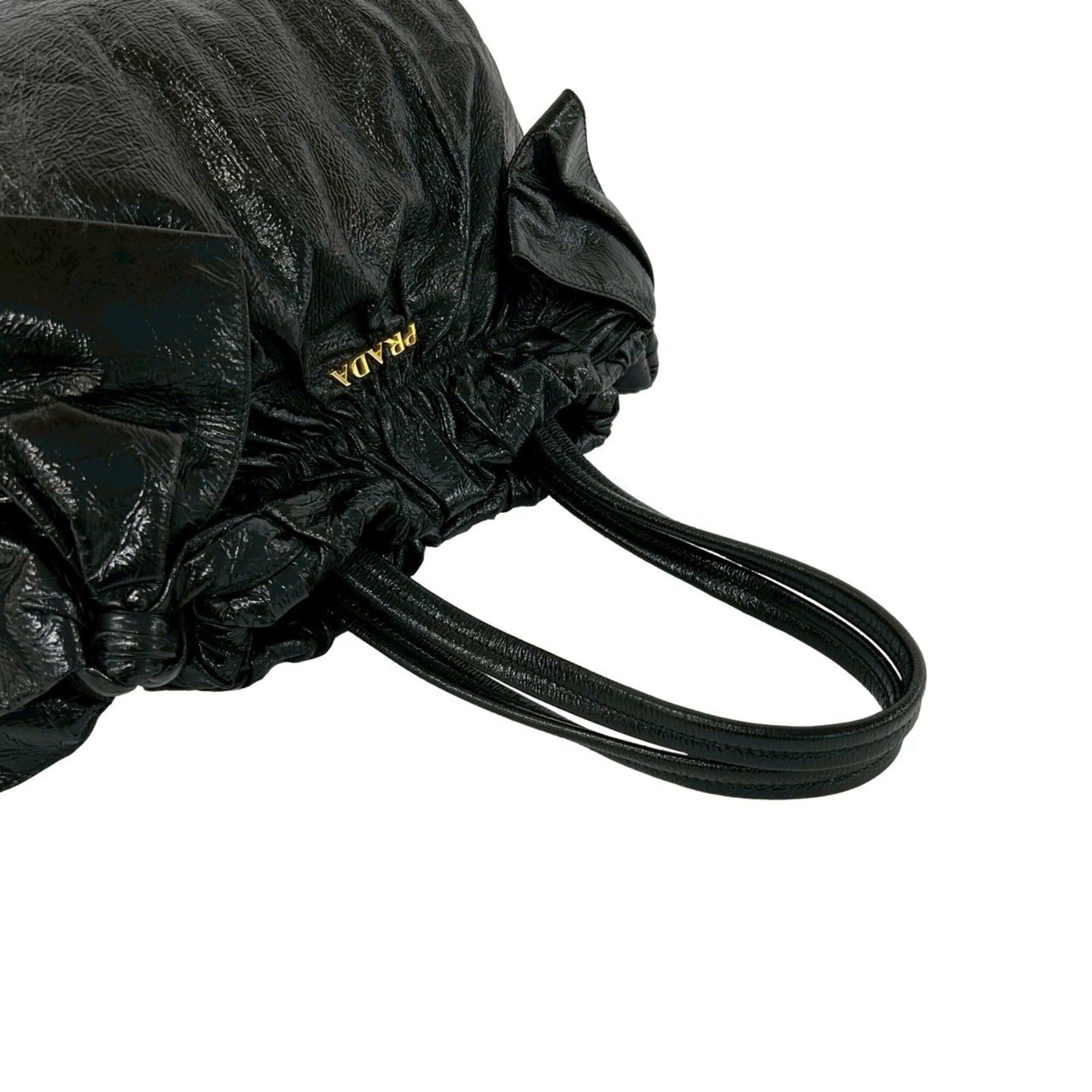 Prada PRADA logo hardware, side ribbon, 2-way leather shoulder bag, handbag, mini tote black l22-4 Size ONE SIZE - 4 Thumbnail