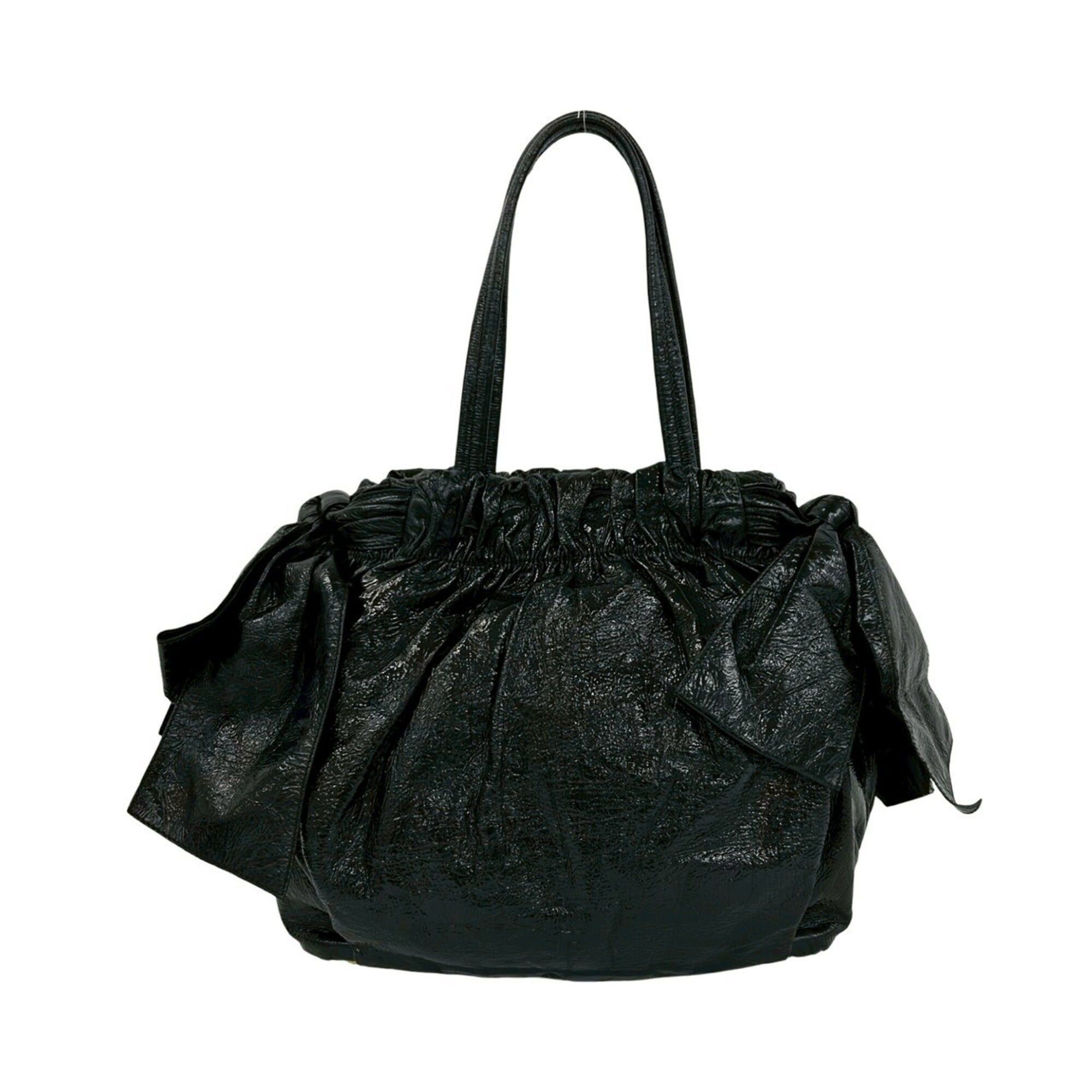 Prada PRADA logo hardware, side ribbon, 2-way leather shoulder bag, handbag, mini tote black l22-4 Size ONE SIZE - 3 Thumbnail