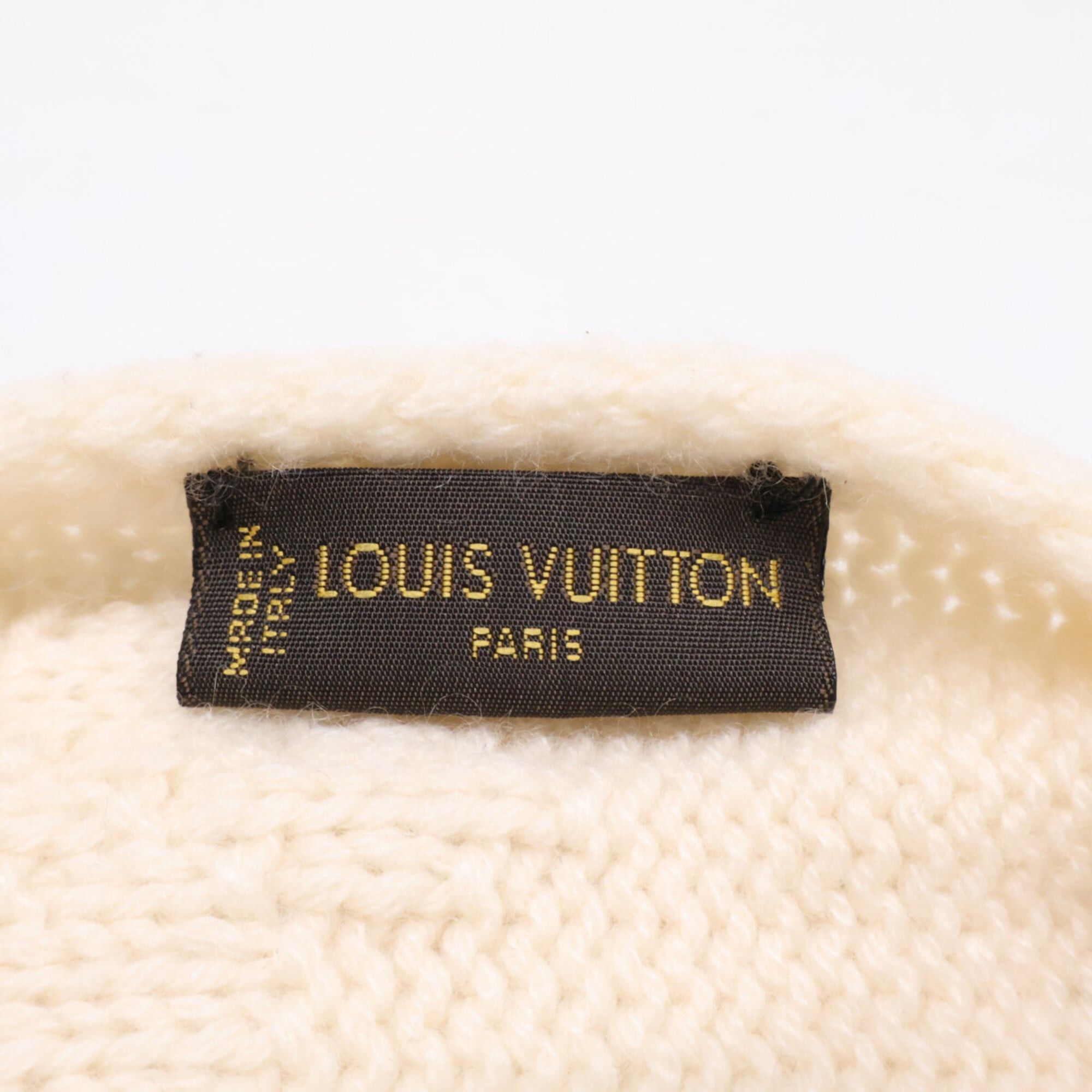 Louis Vuitton LOUIS VUITTON 401910 Mink Fur Pom Cashmere Stole Scarf Ivory Women's Size ONE SIZE - 5 Thumbnail