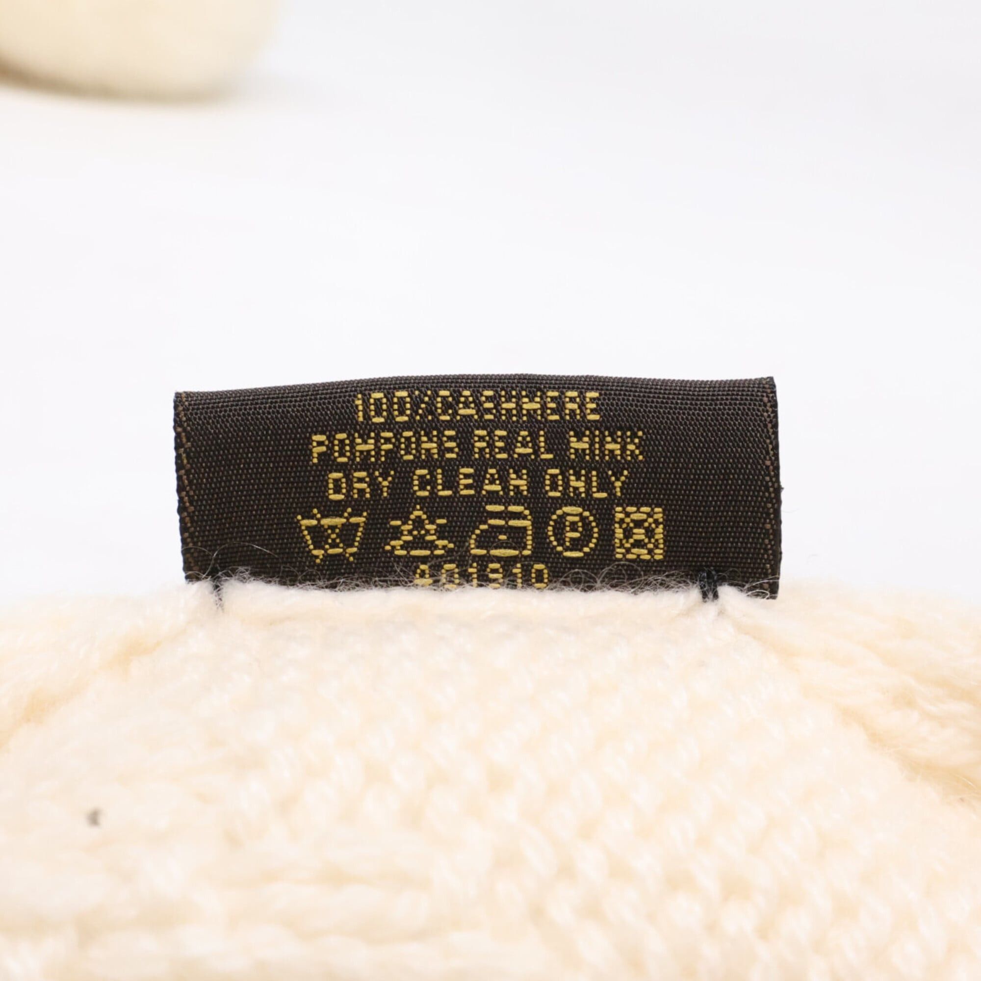 Louis Vuitton LOUIS VUITTON 401910 Mink Fur Pom Cashmere Stole Scarf Ivory Women's Size ONE SIZE - 6 Thumbnail