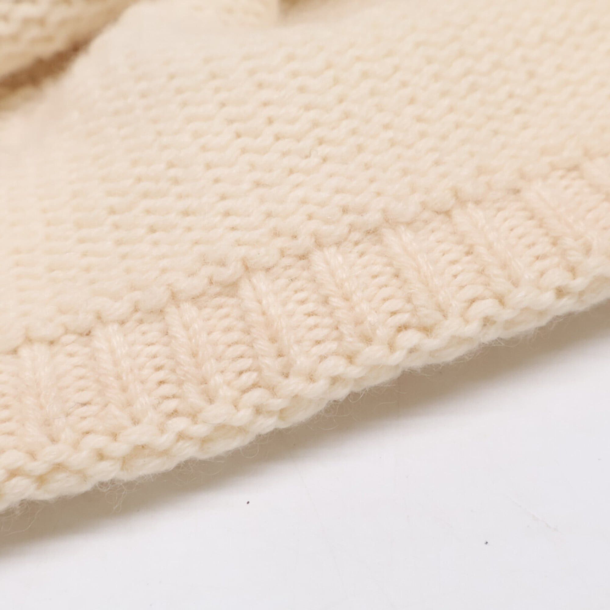 Louis Vuitton LOUIS VUITTON 401910 Logo Mink Fur Cashmere Knit Hat, Ivory, Women's Size ONE SIZE - 10 Thumbnail