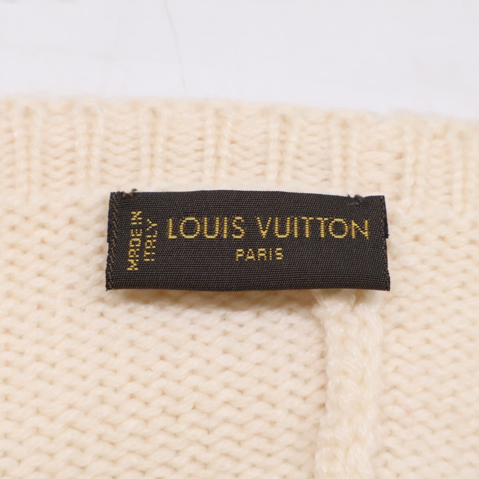 Louis Vuitton LOUIS VUITTON 401910 Logo Mink Fur Cashmere Knit Hat, Ivory, Women's Size ONE SIZE - 6 Thumbnail