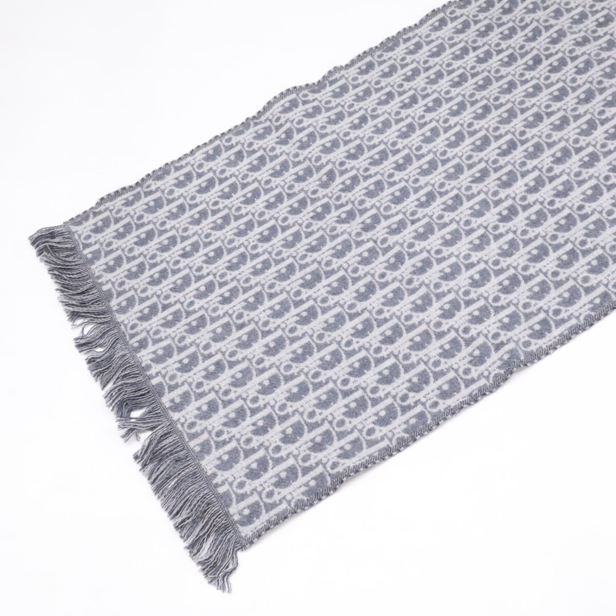 Dior Christian Dior DIOR 18E0005A0479 Oblique Wool Stole Scarf, Gray, Women's Size ONE SIZE - 2 Thumbnail
