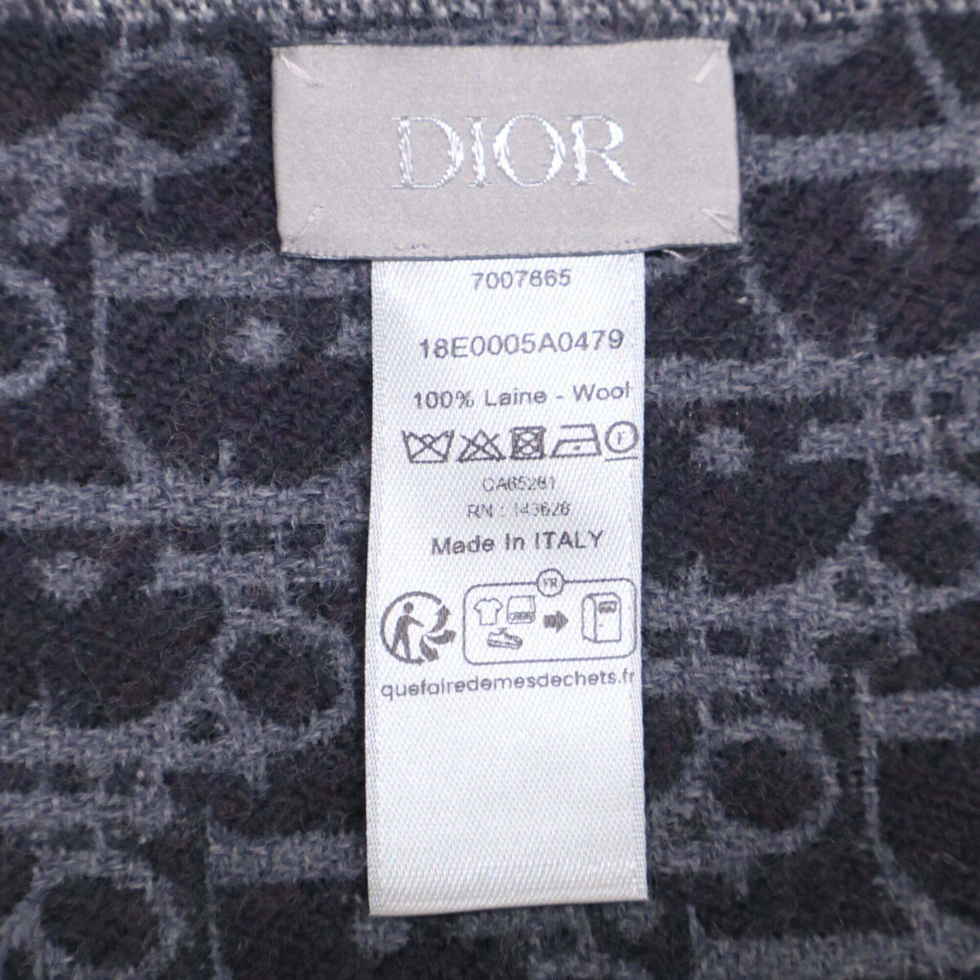Dior Christian Dior DIOR 18E0005A0479 Oblique Wool Stole Scarf, Gray, Women's Size ONE SIZE - 6 Thumbnail