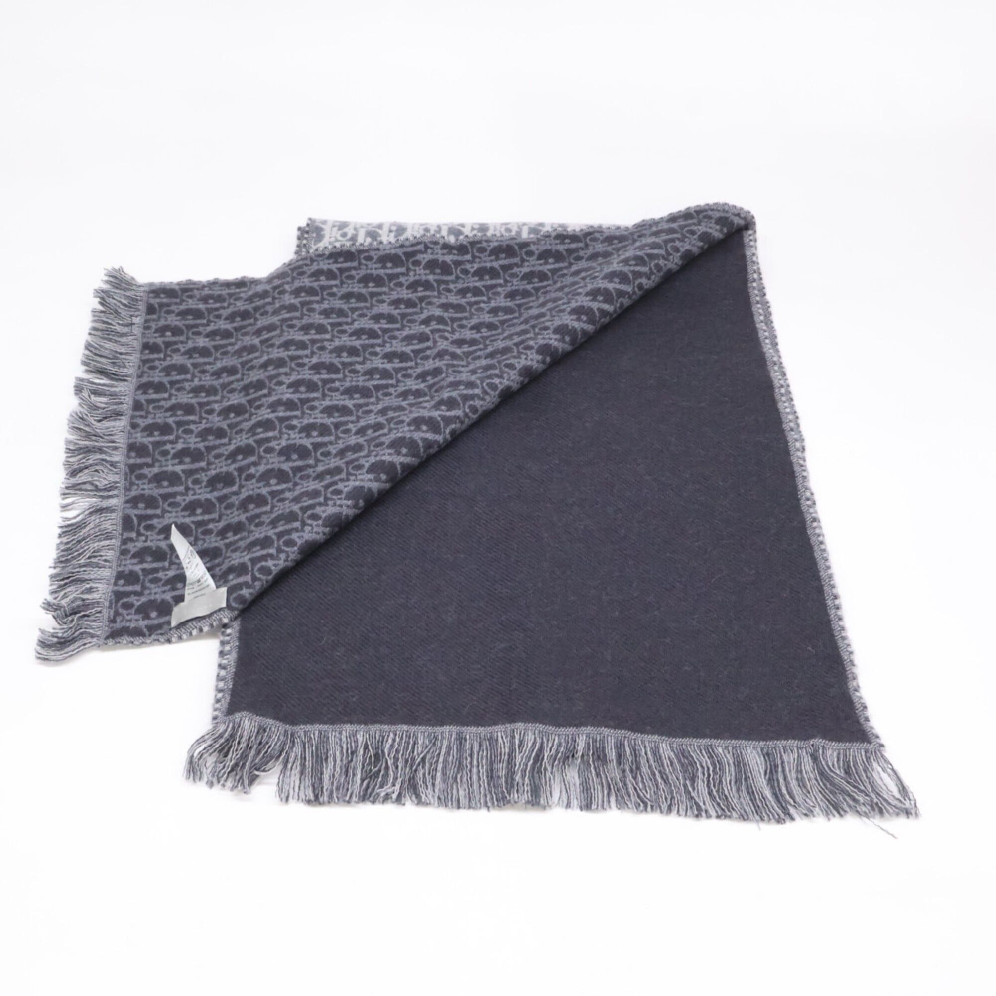 Dior Christian Dior DIOR 18E0005A0479 Oblique Wool Stole Scarf, Gray, Women's Size ONE SIZE - 5 Thumbnail