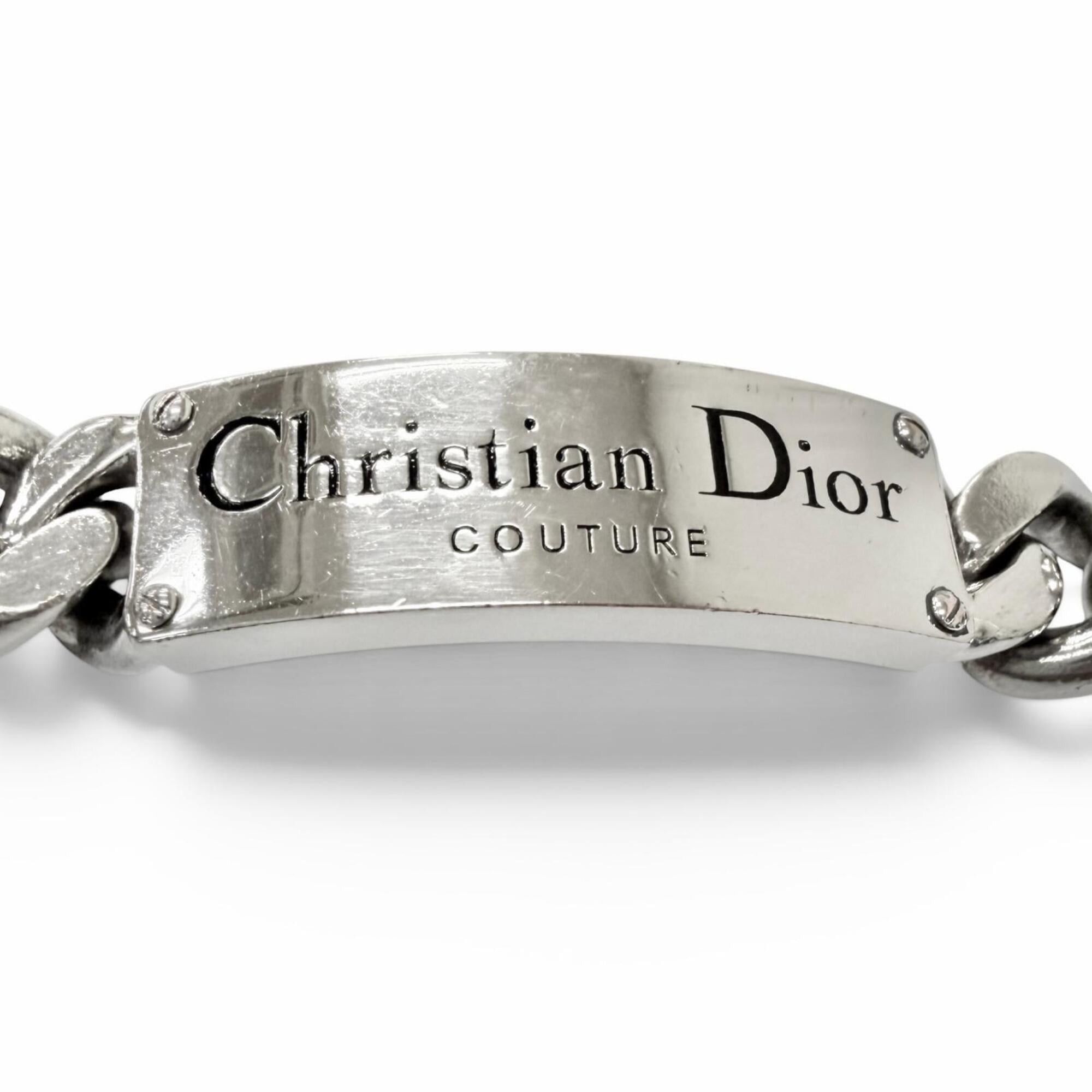 Dior Christian Dior Couture Logo Plate Chain Bracelet, Silver, Men's Accessory Size ONE SIZE - 3 Thumbnail