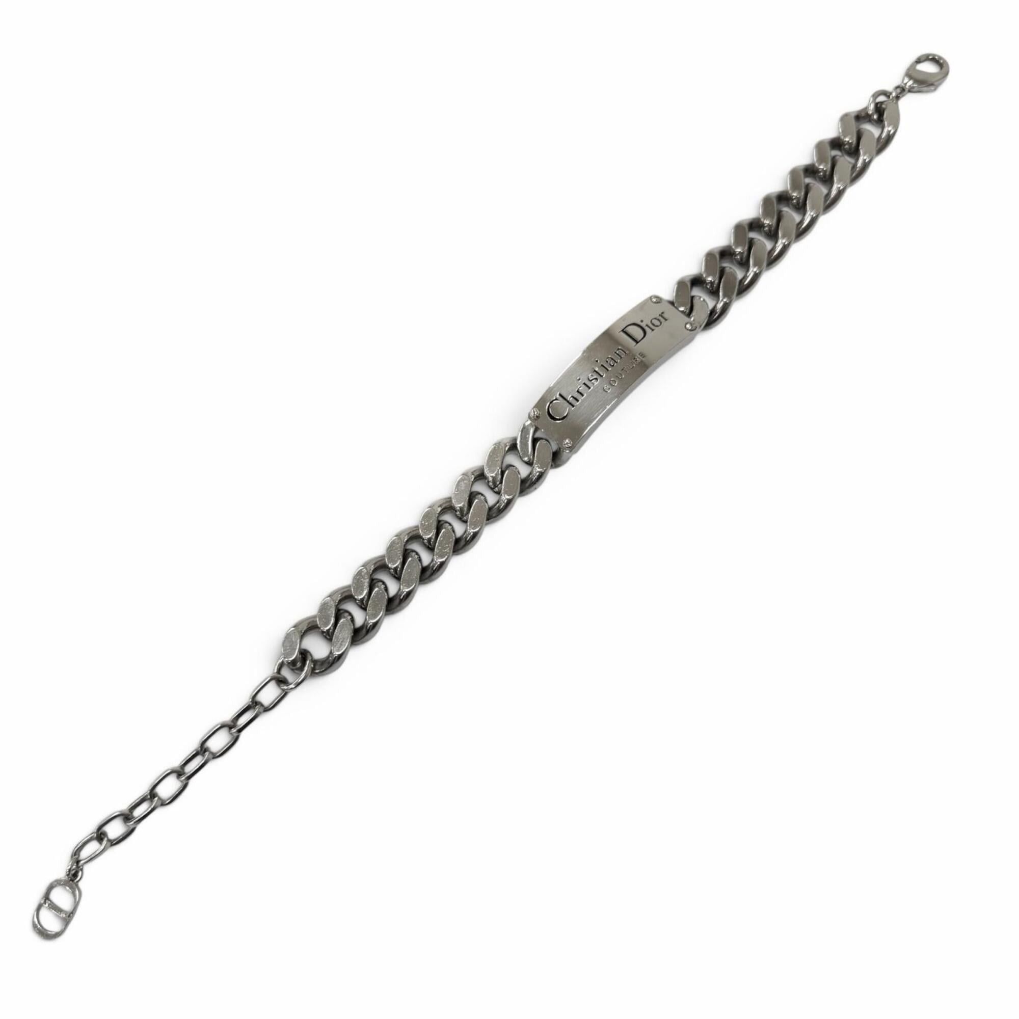 Dior Christian Dior Couture Logo Plate Chain Bracelet, Silver, Men's Accessory Size ONE SIZE - 2 Thumbnail