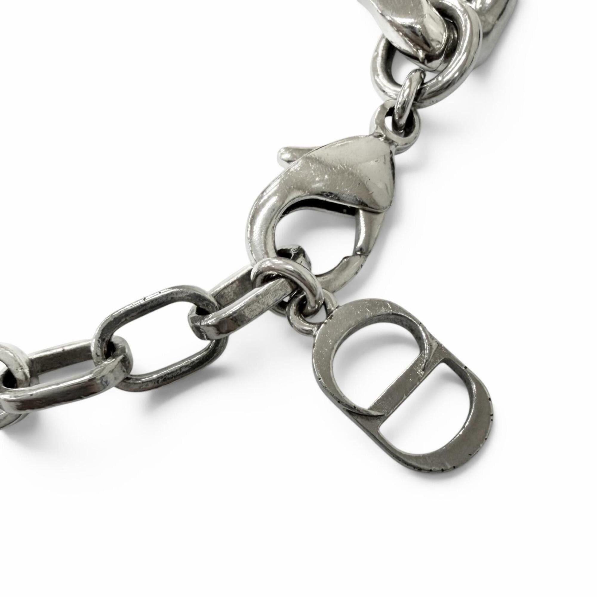 Dior Christian Dior Couture Logo Plate Chain Bracelet, Silver, Men's Accessory Size ONE SIZE - 4 Thumbnail