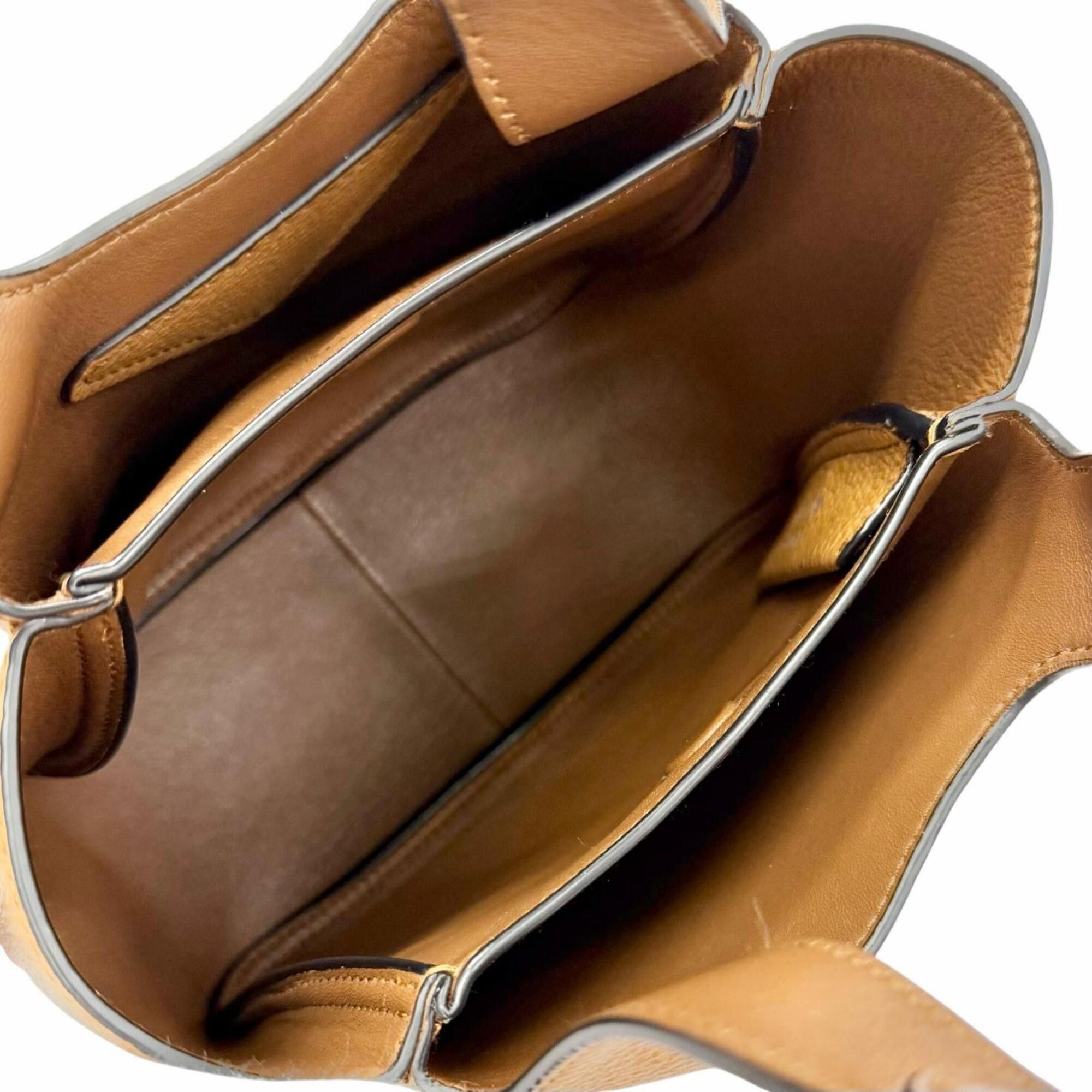 Prada PRADA 1BA349 Mini Handbag, Leather, Metal Lettering Logo, Caramel Brown, Made in Italy, Women's, Very Popular, Highly Recommended ◎ Size ONE SIZE - 7 Thumbnail