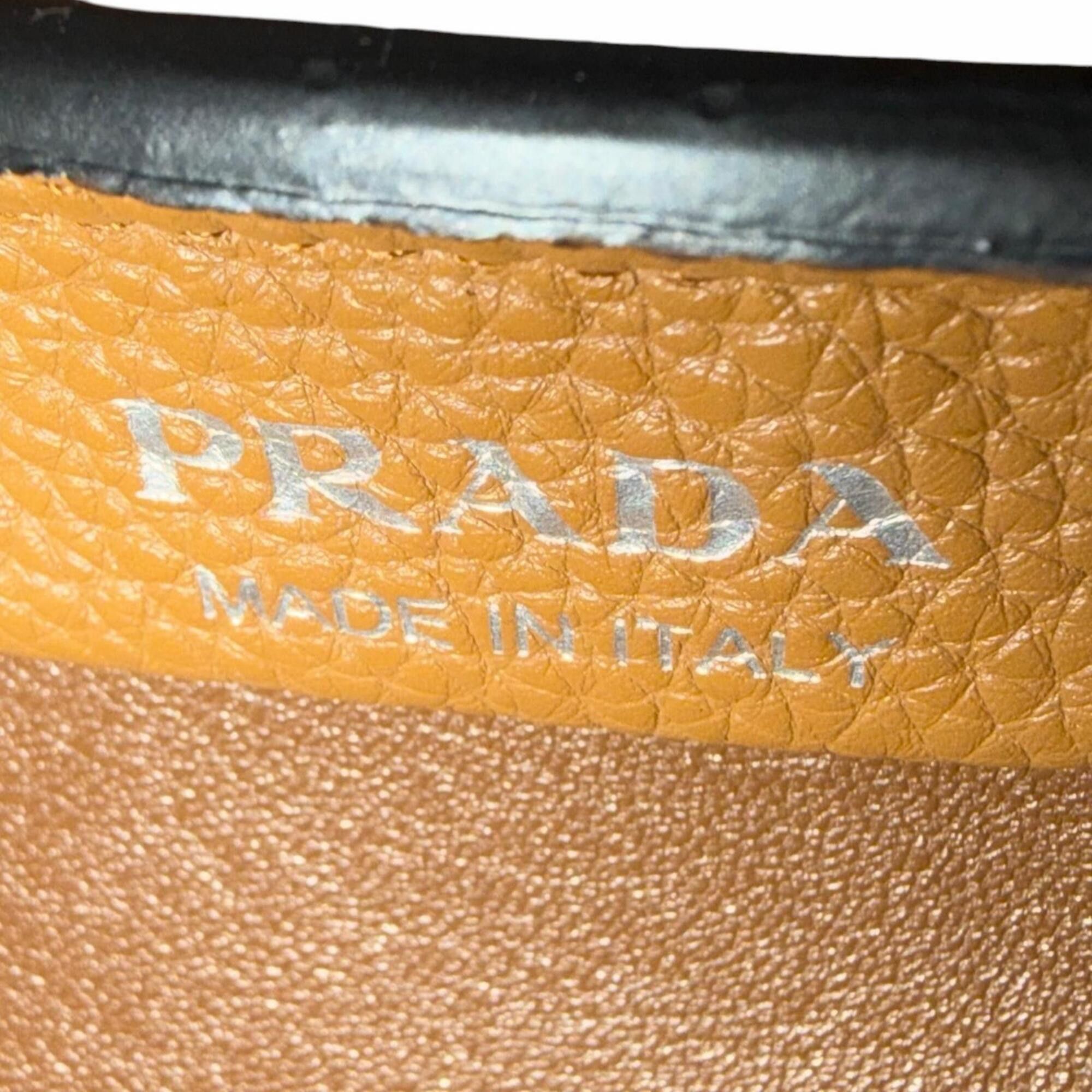 Prada PRADA 1BA349 Mini Handbag, Leather, Metal Lettering Logo, Caramel Brown, Made in Italy, Women's, Very Popular, Highly Recommended ◎ Size ONE SIZE - 9 Thumbnail