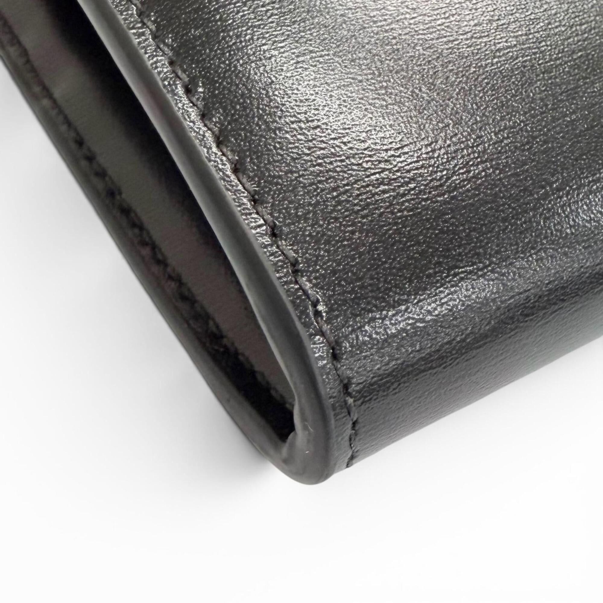 Celine CELINE 10E313DPV Shiny Calfskin Triomphe Flap Large Wallet, Bi-fold Long Black with Gold Hardware, Made in Italy, Women's, Comes Box and Dust Bag. Size ONE SIZE - 5 Thumbnail