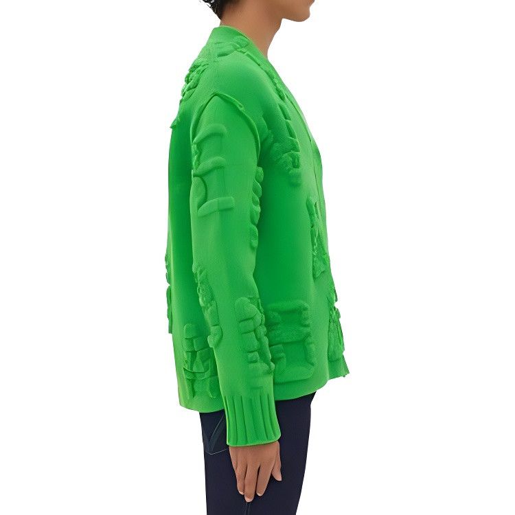Bottega Veneta Bottega Veneta Green Textured Cardigan Size L Size US L / EU 52-54 / 3 - 10 Thumbnail