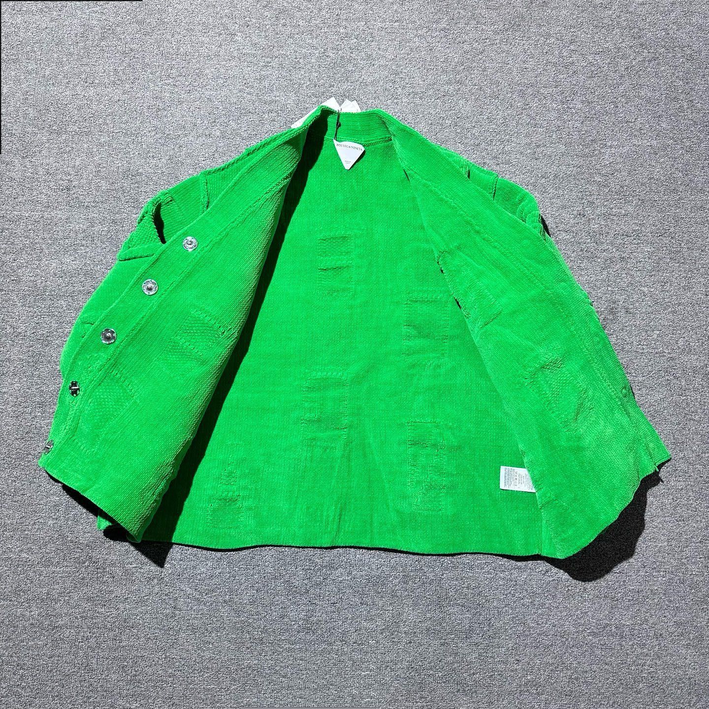 Bottega Veneta Bottega Veneta Green Textured Cardigan Size L Size US L / EU 52-54 / 3 - 5 Thumbnail