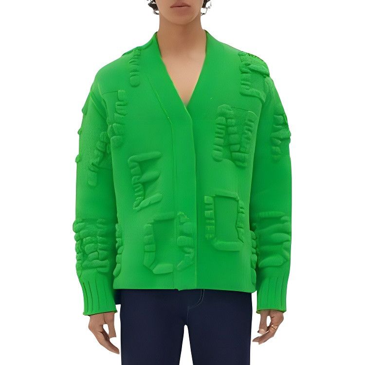 Bottega Veneta Bottega Veneta Green Textured Cardigan Size L Size US L / EU 52-54 / 3 - 8 Thumbnail