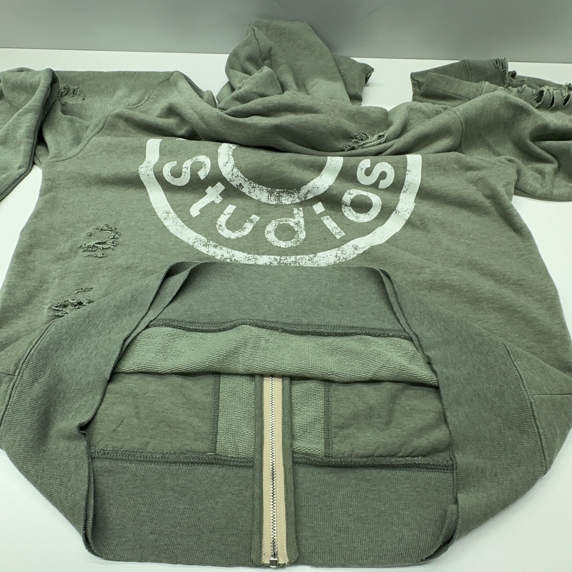 Acne Studios Acne Studios Distressed Logo Zip Hoodie Size M Size US M / EU 48-50 / 2 - 6 Thumbnail