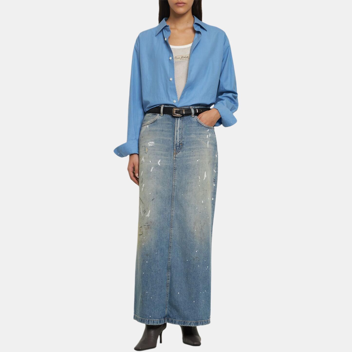 Acne Studios Acne Studios Paint Splatter Denim Maxi Skirt Size 34 Size 24" / US 00 / IT 34 - 8 Thumbnail