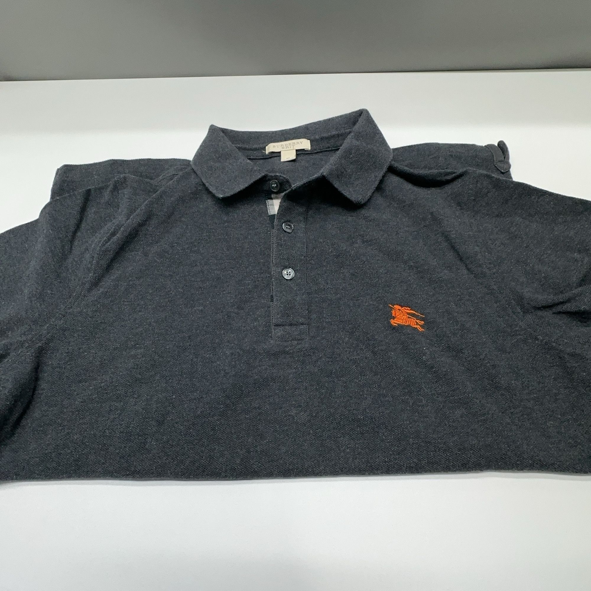Burberry Burberry Brit Embroidered Logo Polo Dark Gray M Size US M / EU 48-50 / 2 - 5 Thumbnail
