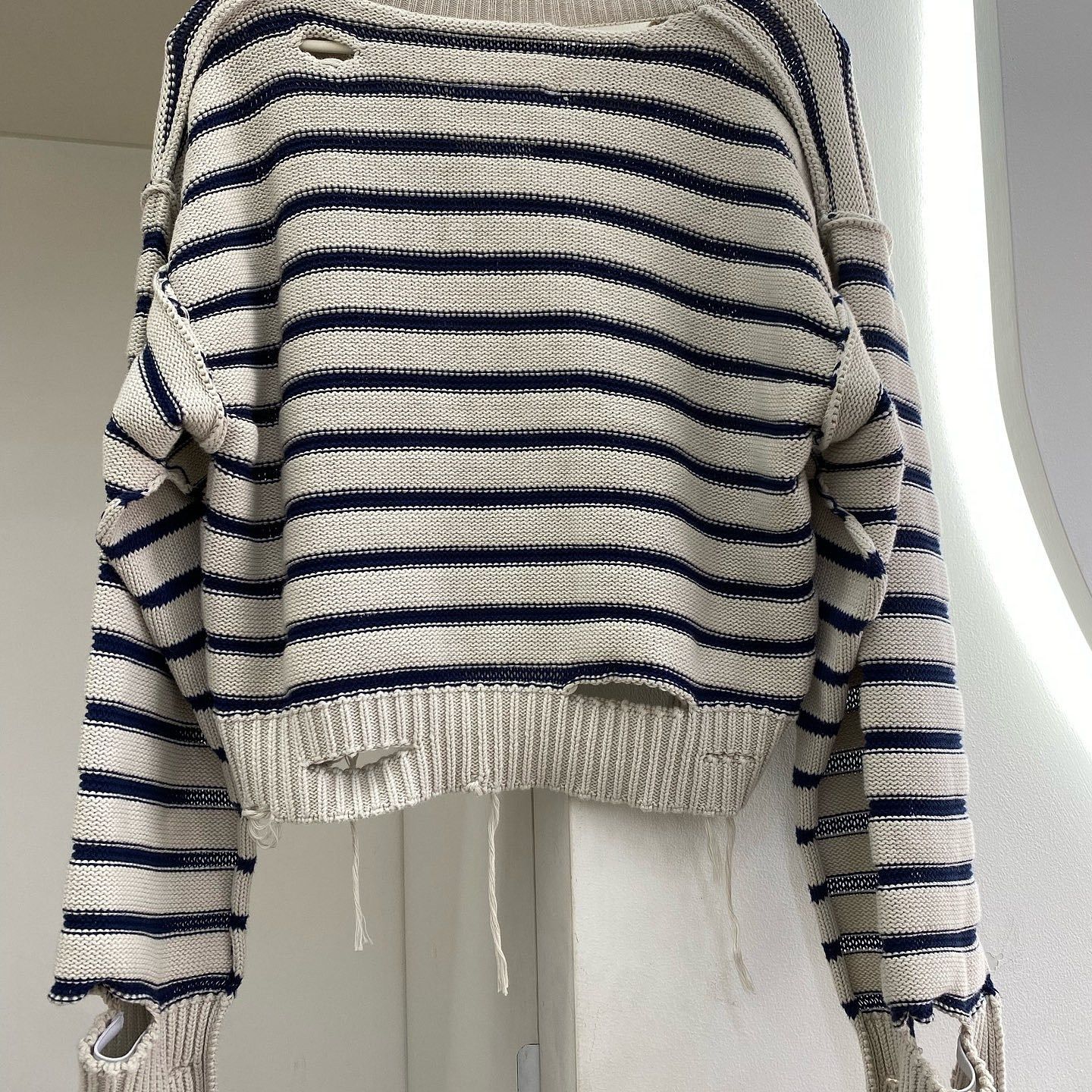 MM6 MM6 Maison Margiela Distressed Striped Cardigan Size S Size S / US 4 / IT 40 - 2 Thumbnail