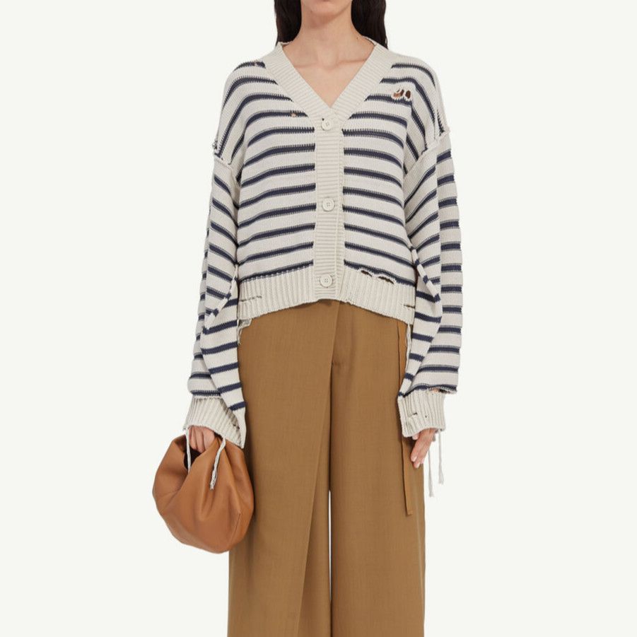 MM6 MM6 Maison Margiela Distressed Striped Cardigan Size S Size S / US 4 / IT 40 - 8 Thumbnail