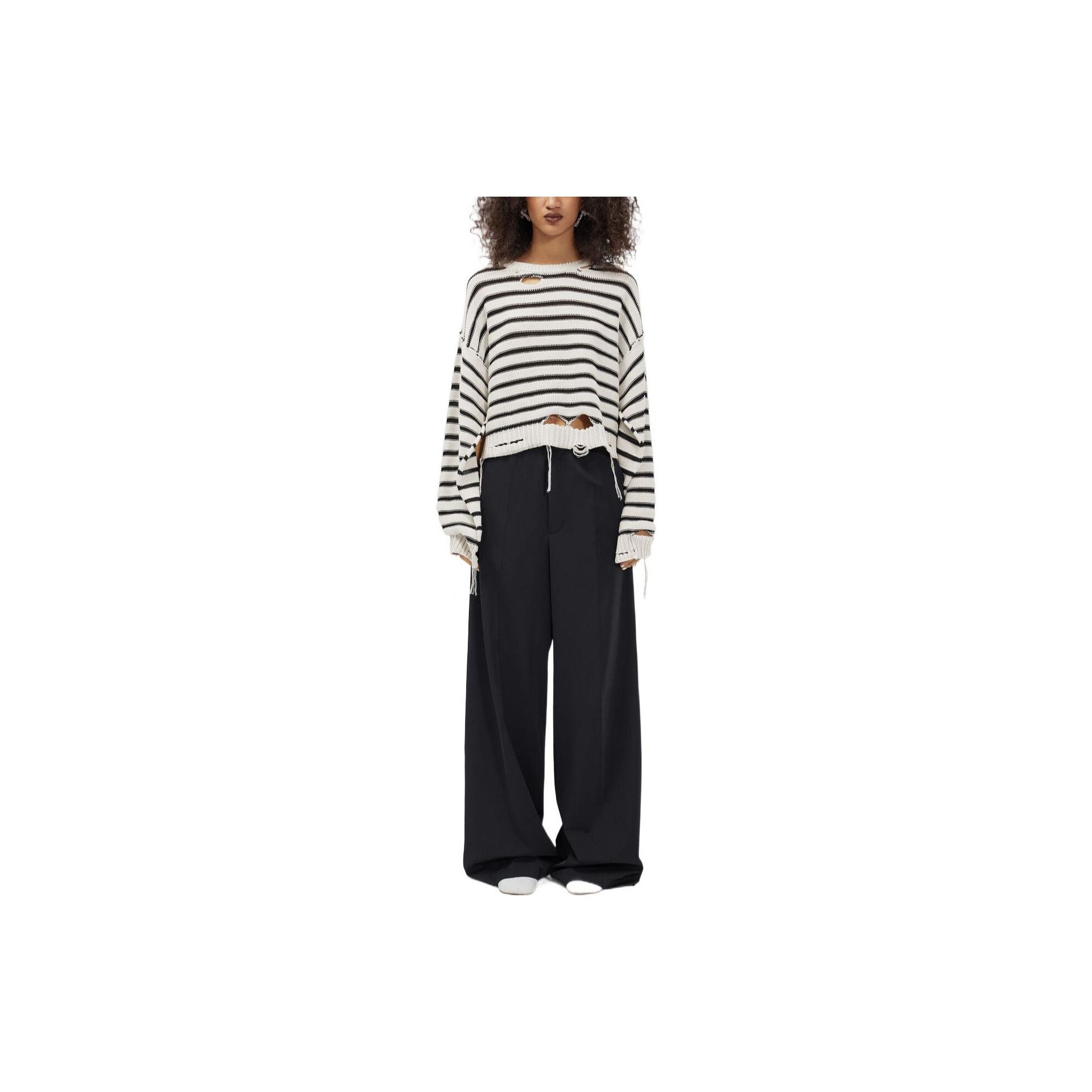 MM6 MM6 Maison Margiela Distressed Striped Sweater XS Size XS / US 0-2 / IT 36-38 - 6 Thumbnail