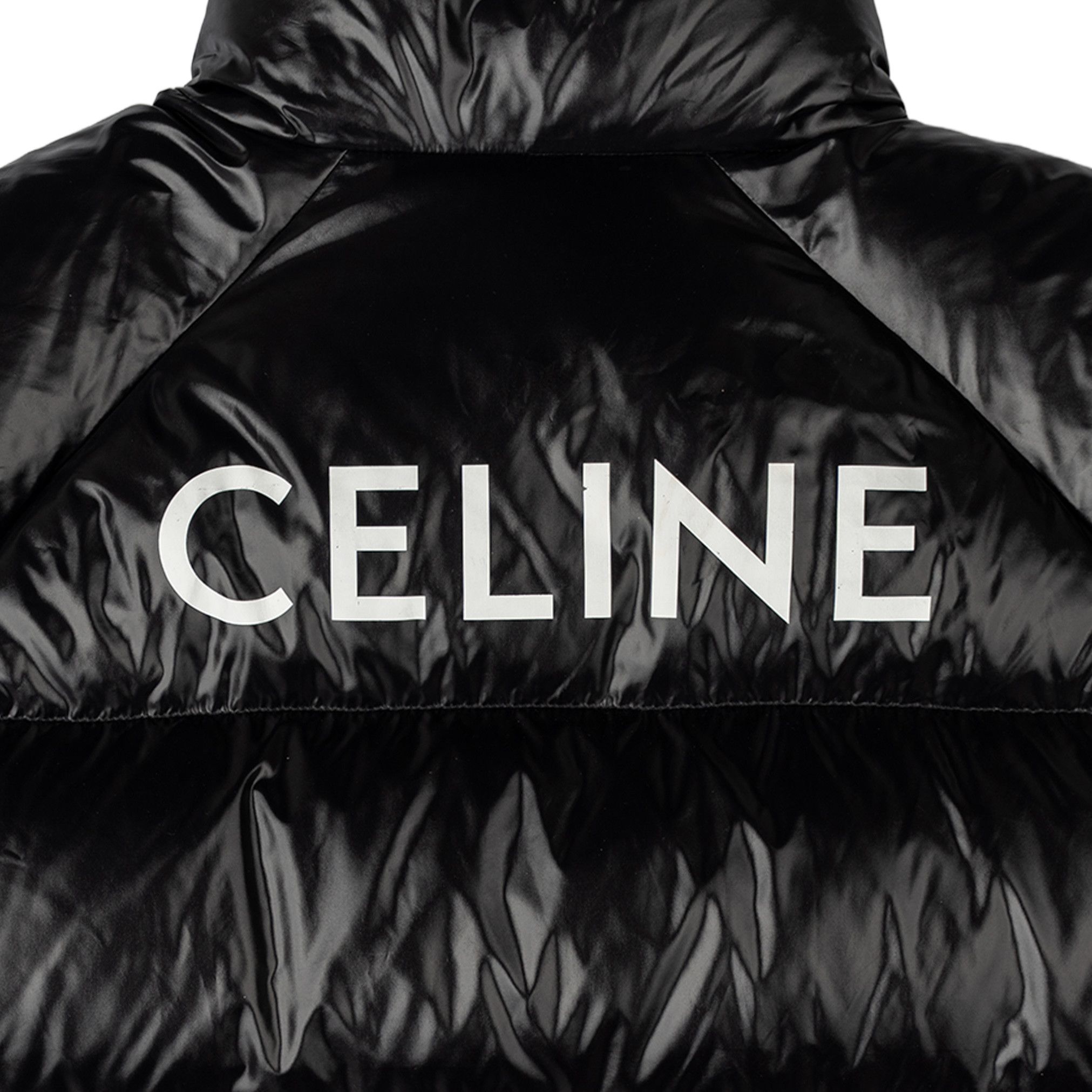 Celine Logo Nylon Down Jacket Black White Size US L / EU 52-54 / 3 - 3 Thumbnail