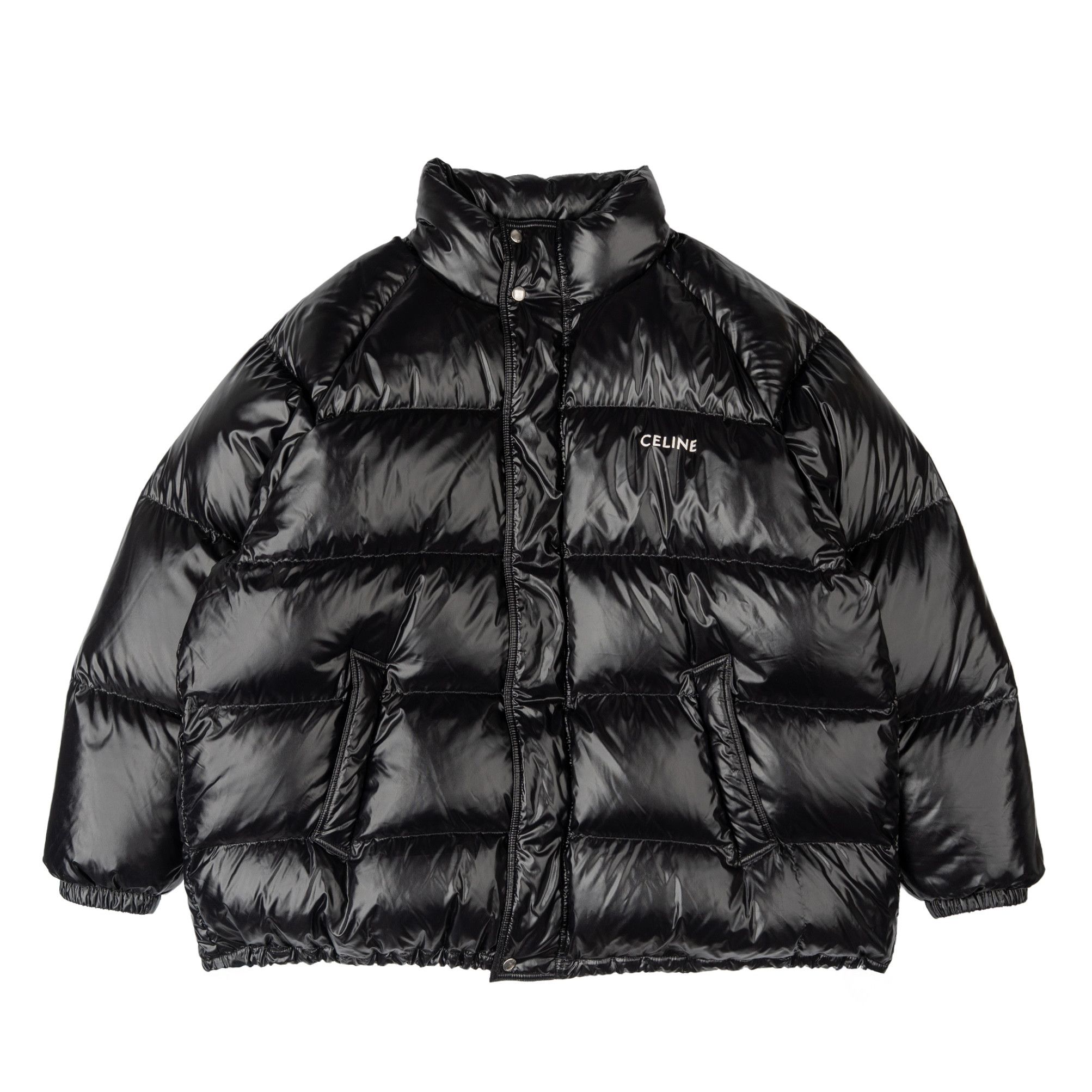 Celine Logo Nylon Down Jacket Black White Size US L / EU 52-54 / 3 - 2 Thumbnail
