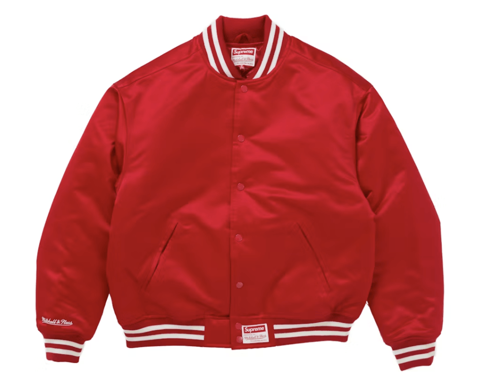 Supreme Mitchell & Ness Satin Varsity Jacket (FW24) Red Size US L / EU 52-54 / 3 - 2 Thumbnail