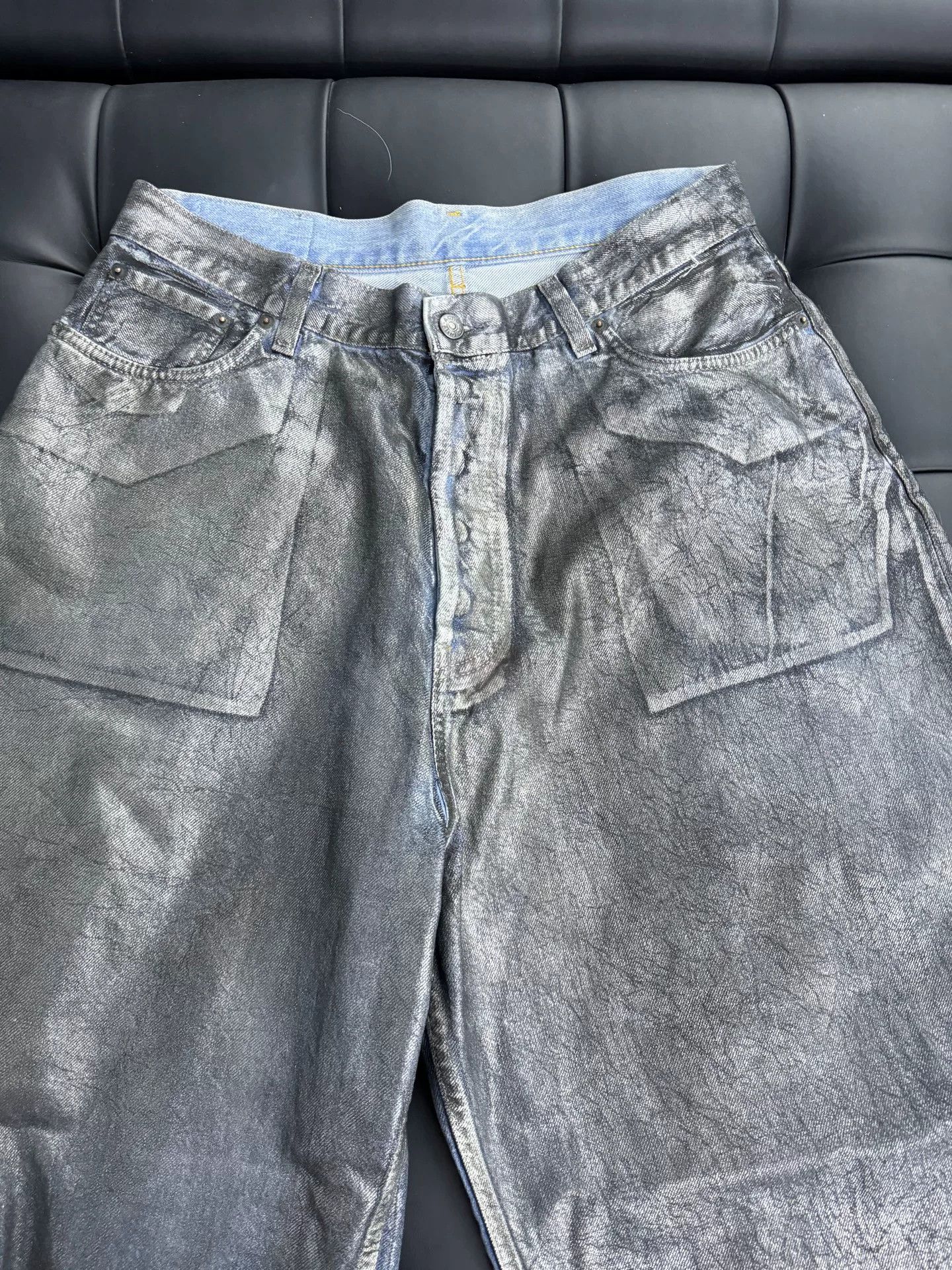 Acne Studios Acne Studios Silver Coated Waxed Jeans Size US 32 / EU 48 - 3 Thumbnail