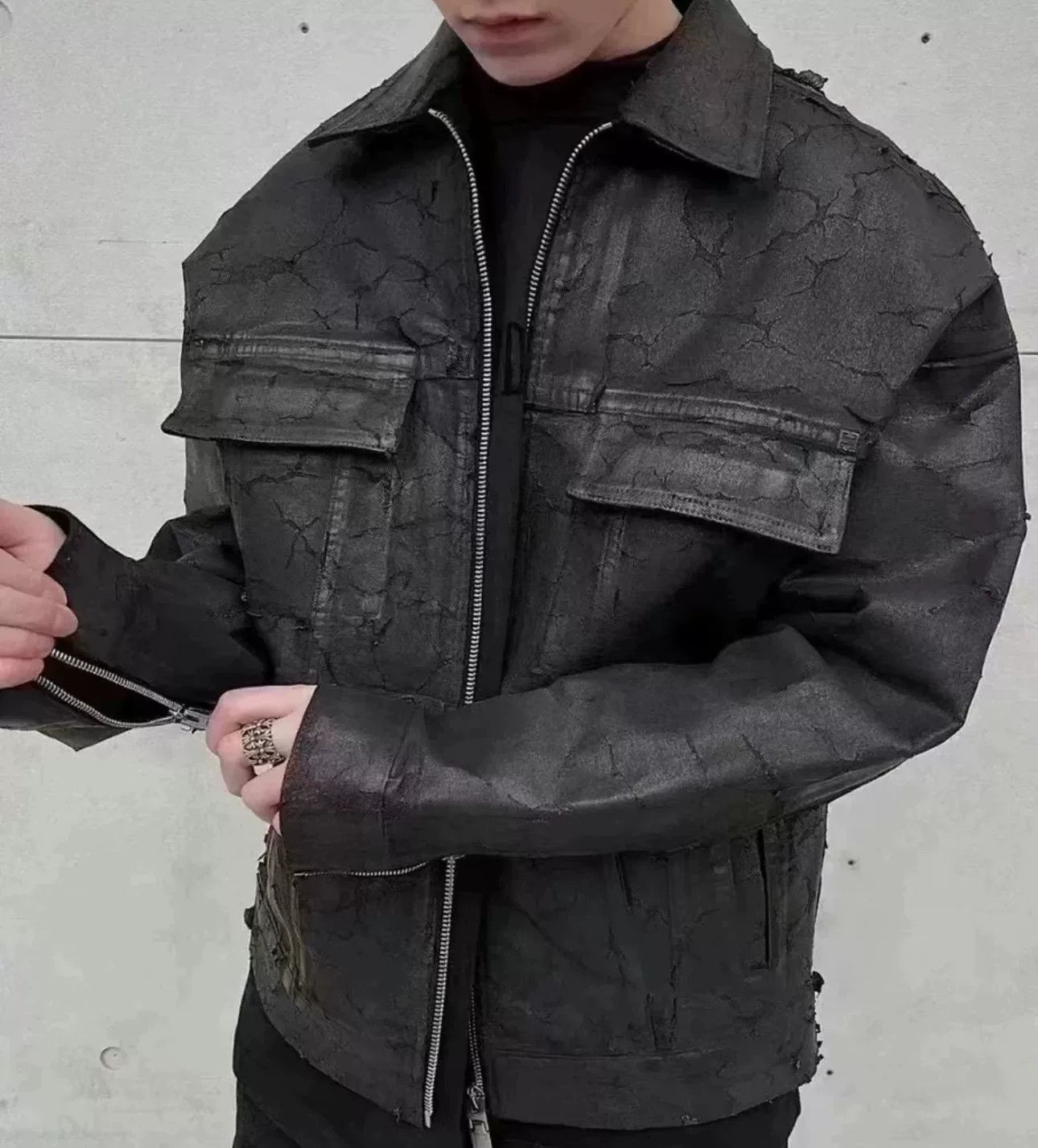 MMW Givenchy MMW Cracked Waxed Zip Jacket Size US S / EU 44-46 / 1 - 8 Thumbnail