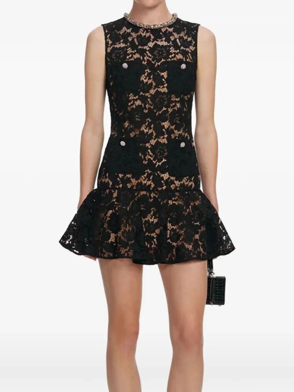 Self-Portrait Lace Crystal Mini Dress Size XS / US 0-2 / IT 36-38 - 2 Thumbnail