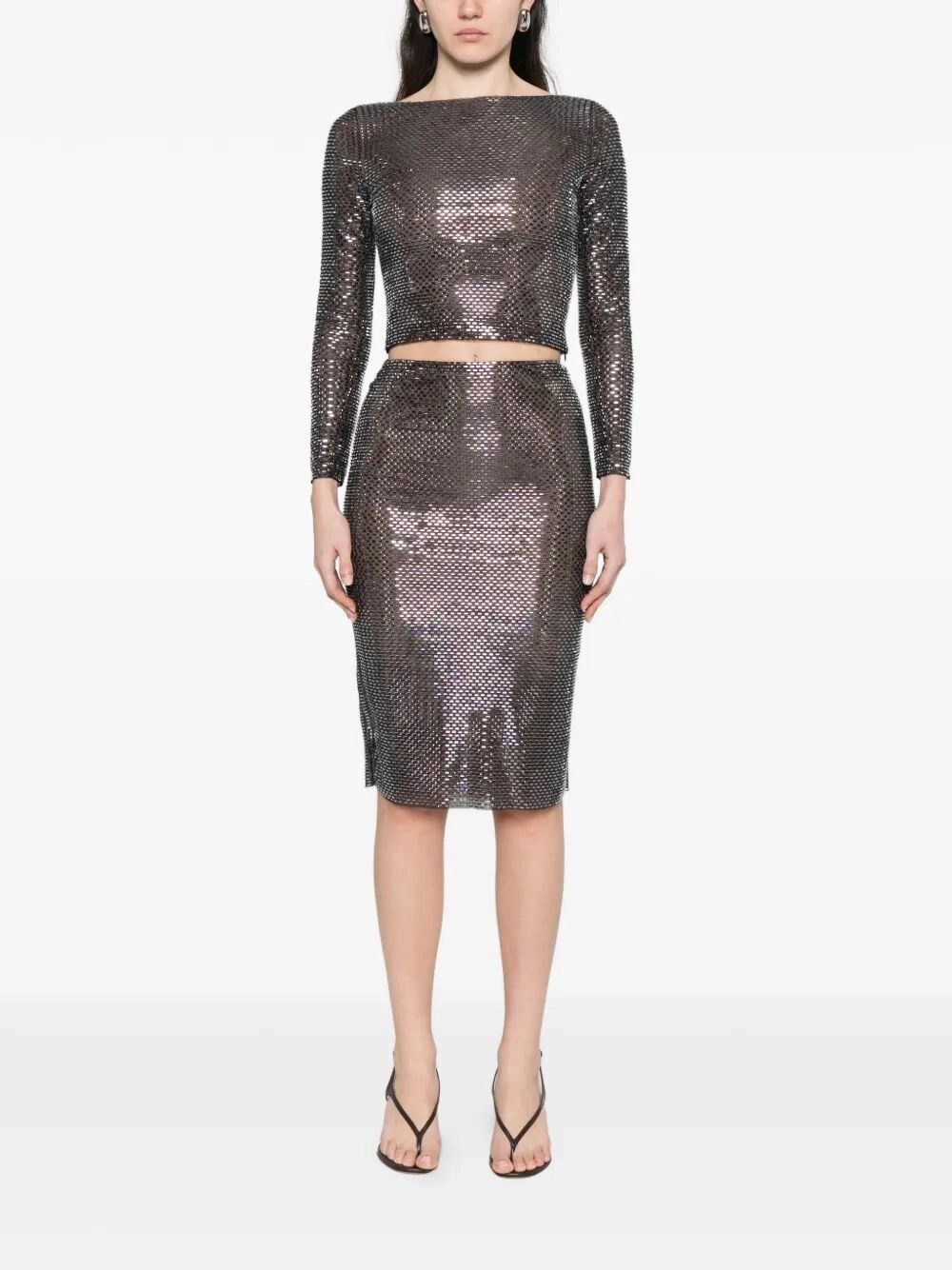 Self-Portrait Rhinestone Midi Skirt Size 30" / US 8 / IT 44 - 4 Thumbnail