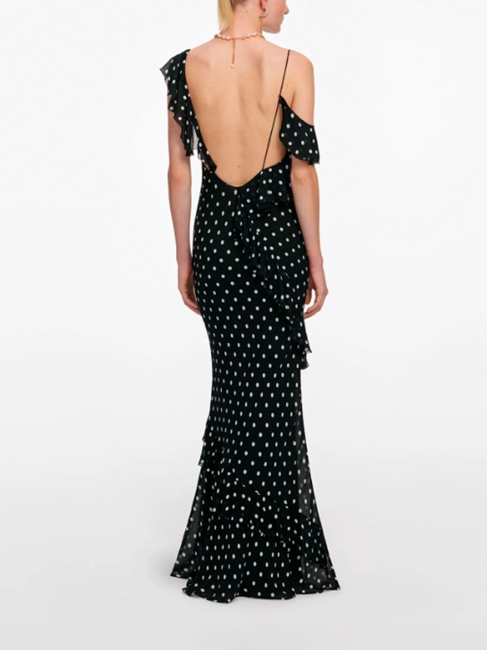 Self-Portrait Polka Dot Georgette Maxi Dress Size M / US 6-8 / IT 42-44 - 5 Thumbnail