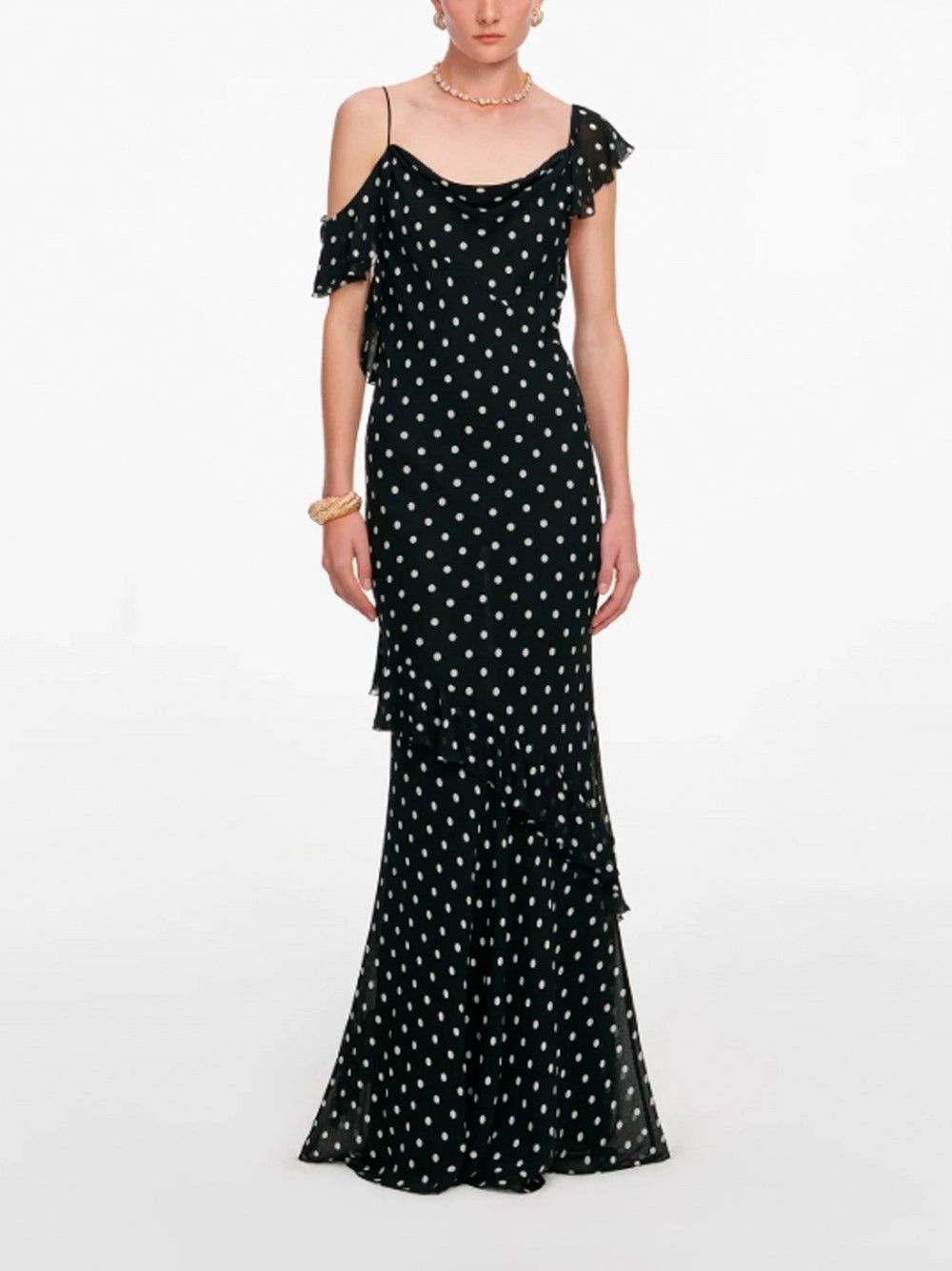 Self-Portrait Polka Dot Georgette Maxi Dress Size M / US 6-8 / IT 42-44 - 3 Thumbnail