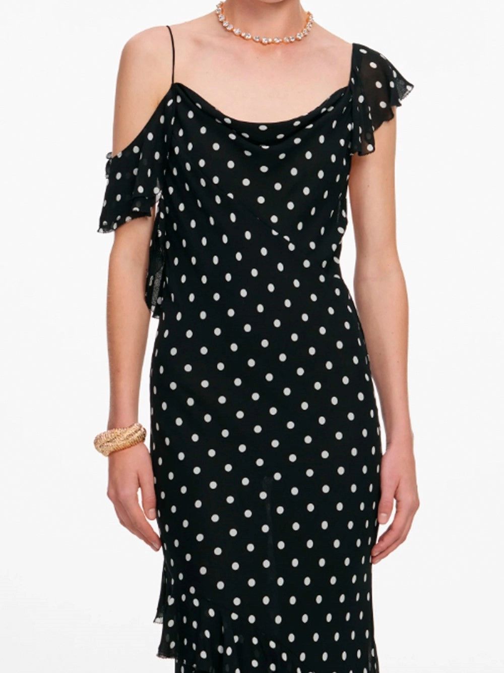 Self-Portrait Polka Dot Georgette Maxi Dress Size M / US 6-8 / IT 42-44 - 6 Thumbnail