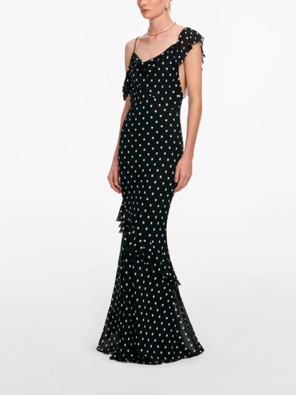 Self-Portrait Polka Dot Georgette Maxi Dress Size M / US 6-8 / IT 42-44 - 4 Thumbnail