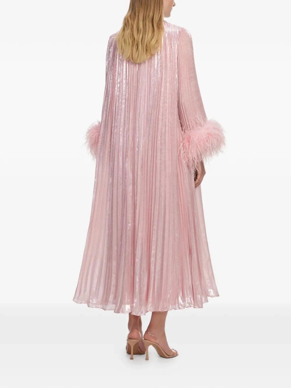 Self-Portrait Metallic Chiffon Feather Midi Dress Size XS / US 0-2 / IT 36-38 - 3 Thumbnail