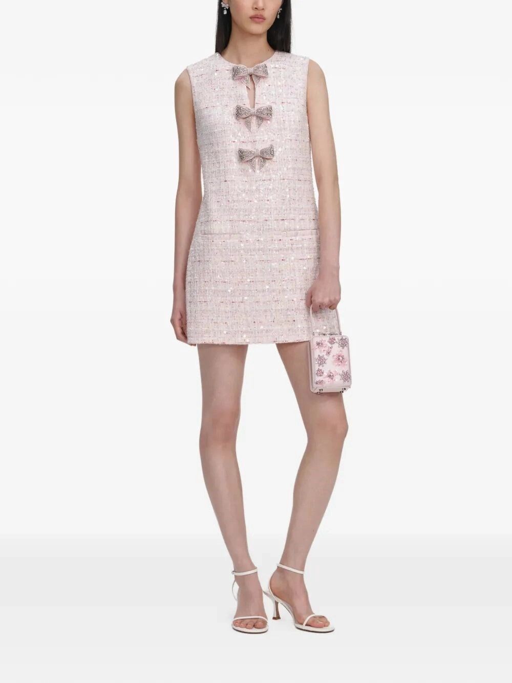 Self-Portrait Sequin Boucle Bow Mini Dress Size M / US 6-8 / IT 42-44 - 2 Thumbnail