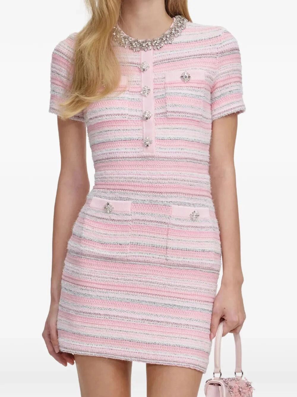 Self-Portrait Textured Knit Mini Dress Size L / US 10 / IT 46 - 4 Thumbnail