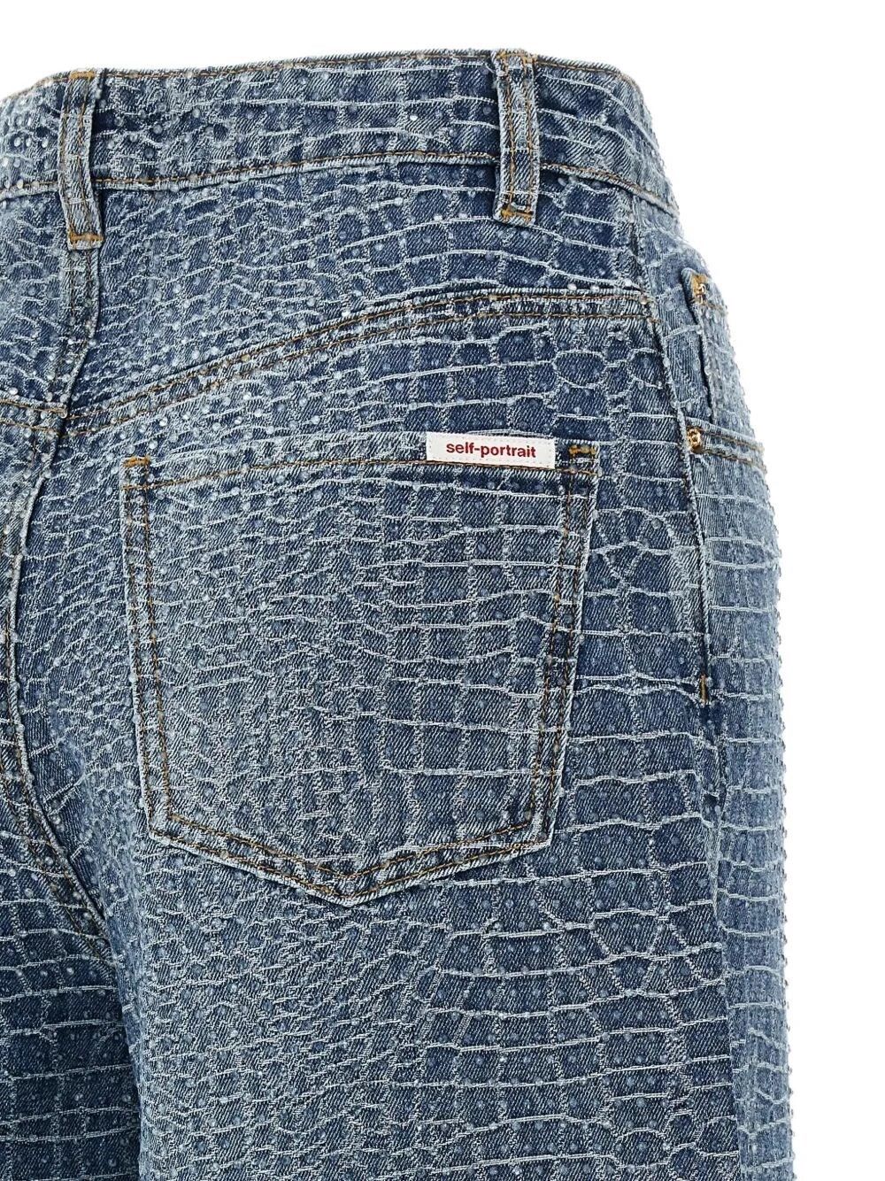 Self-Portrait Croc Effect Wide Leg Jeans Size 25" / US 0 / IT 36 - 5 Thumbnail