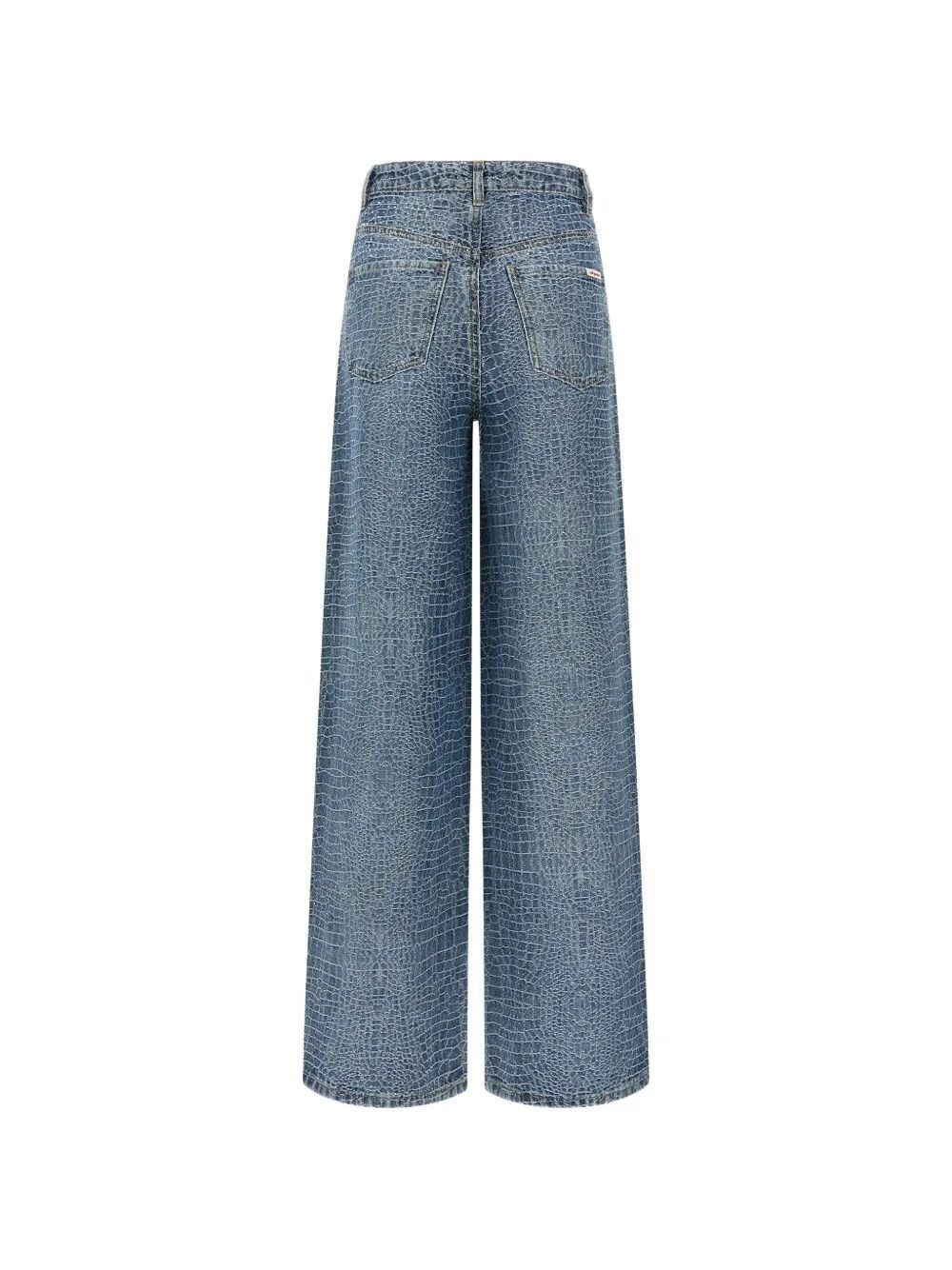 Self-Portrait Croc Effect Wide Leg Jeans Size 25" / US 0 / IT 36 - 3 Thumbnail