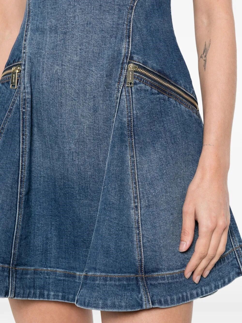 Self-Portrait Denim Flared Mini Dress Size M / US 6-8 / IT 42-44 - 5 Thumbnail